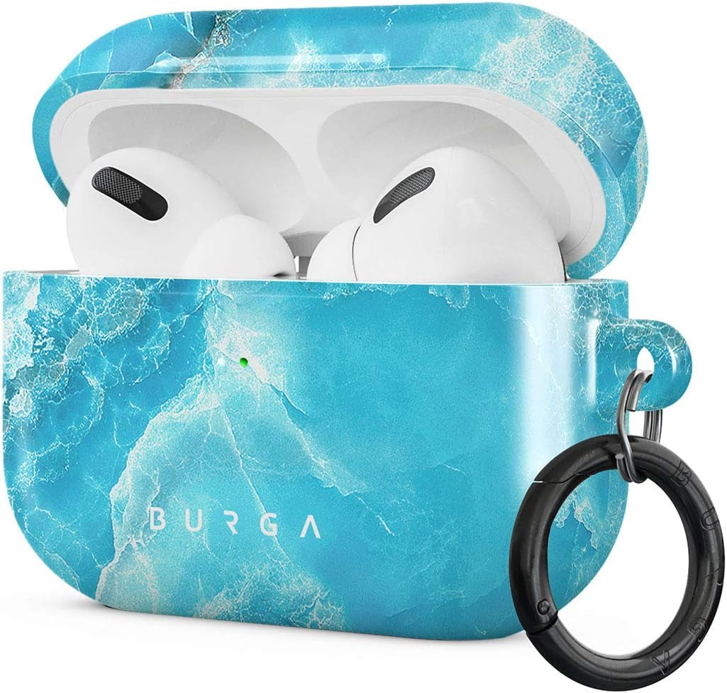 Burga Airpod Hardcase Compatible with Apple Airpods MAX Case, Sky Blue Mint Green Gold Dusts Marble Turquoise Azure Ocean Cute Case for Women, Protective Hard Plastic Case Cover  BURGA Ocean Waves Airpods PRO 