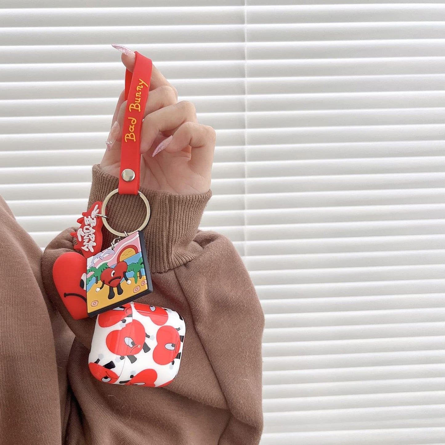 Cute Airpod 1/2 IMD Case,3D Fashion Popular Cool Bad Bunny TPU Headphone Case,Airpods 1/2 Generation with 3D Cartoon Key Chain Soft Skin Case (For Airpods 1/2)  TXSPYYHQFZC   