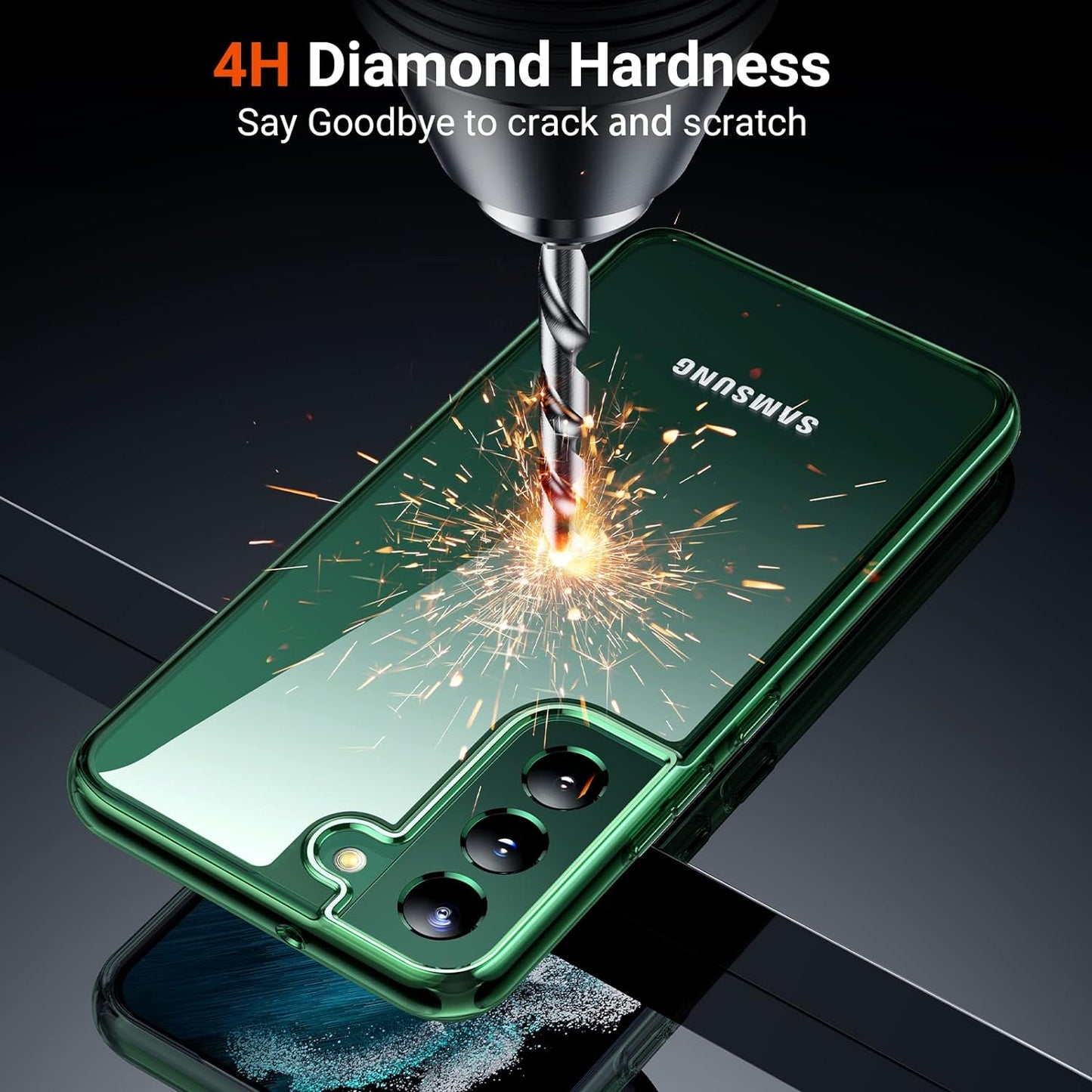 TORRAS Diamond Clear Designed for Galaxy S22 Case [Never Yellowing] [Military Grade Anti-Drop] Samsung Galaxy S22 Case, Hard PC Back & Flexible Bumper Shockproof Phone Case for Samsung S22, Green  TORRAS   