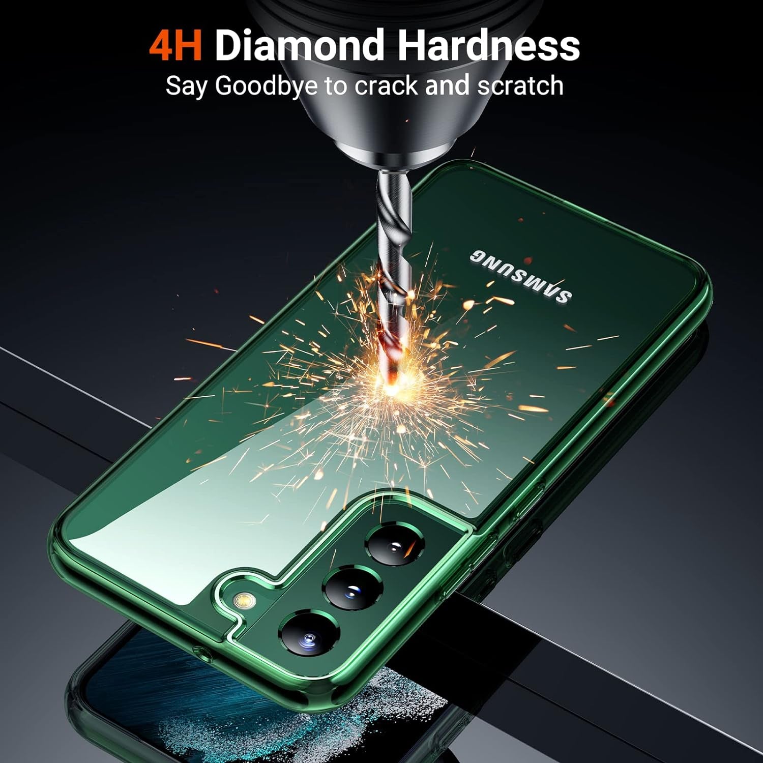 TORRAS Diamond Clear Designed for Galaxy S22 Case [Never Yellowing] [Military Grade Anti-Drop] Samsung Galaxy S22 Case, Hard PC Back & Flexible Bumper Shockproof Phone Case for Samsung S22, Green  TORRAS   