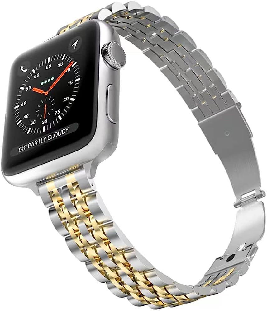 CINORS Metal Band Compatible with Apple Iwatch 38Mm 40Mm 42Mm 44Mm Women Replacement Stainless Steel Bands for Series 5 4 3 2 1  CINORS Silver and Gold 38 40 41mm SLIM 