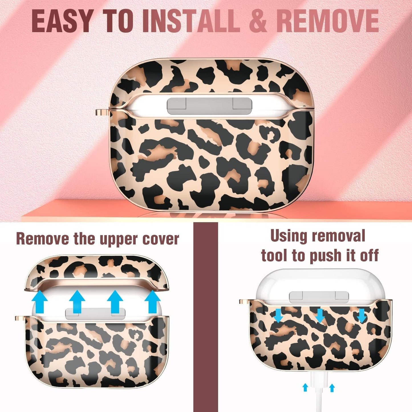 Maxjoy Compatible Airpods Pro Case Cover, Leopard Print Air Pod Pro Case Cute Protective Hard Ipod Pro Cover for Women Men with Keychain Designed for Airpods Pro Charging Case 2019  Maxjoy   