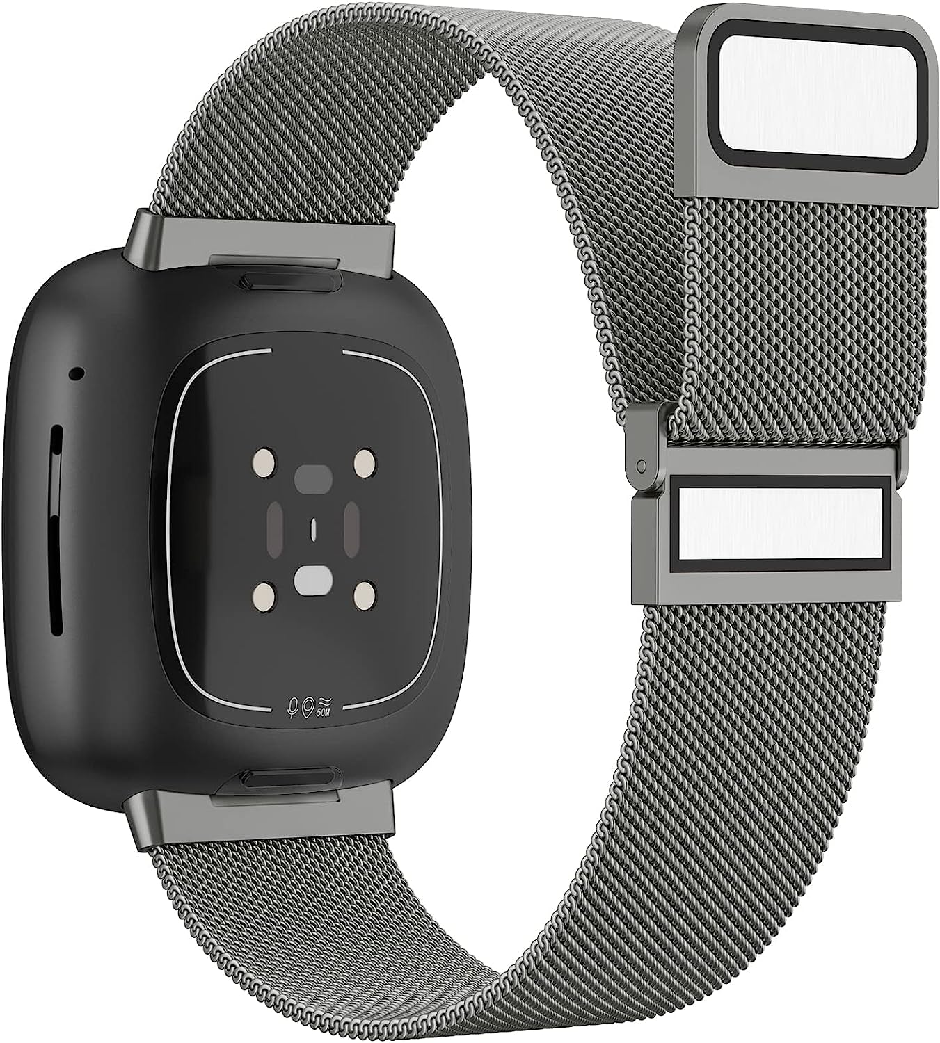 Tobfit Bands Compatible with Fitbit Versa 4/Fitbit Sense 2 & Fitbit Versa 3/Sense Watch Band for Women Men, Stainless Steel Metal Mesh Magnetic Wristband Replacement for Fitbit Versa 4/3 & Sense 2/1 Smartwatch  Tobfit Graphite  