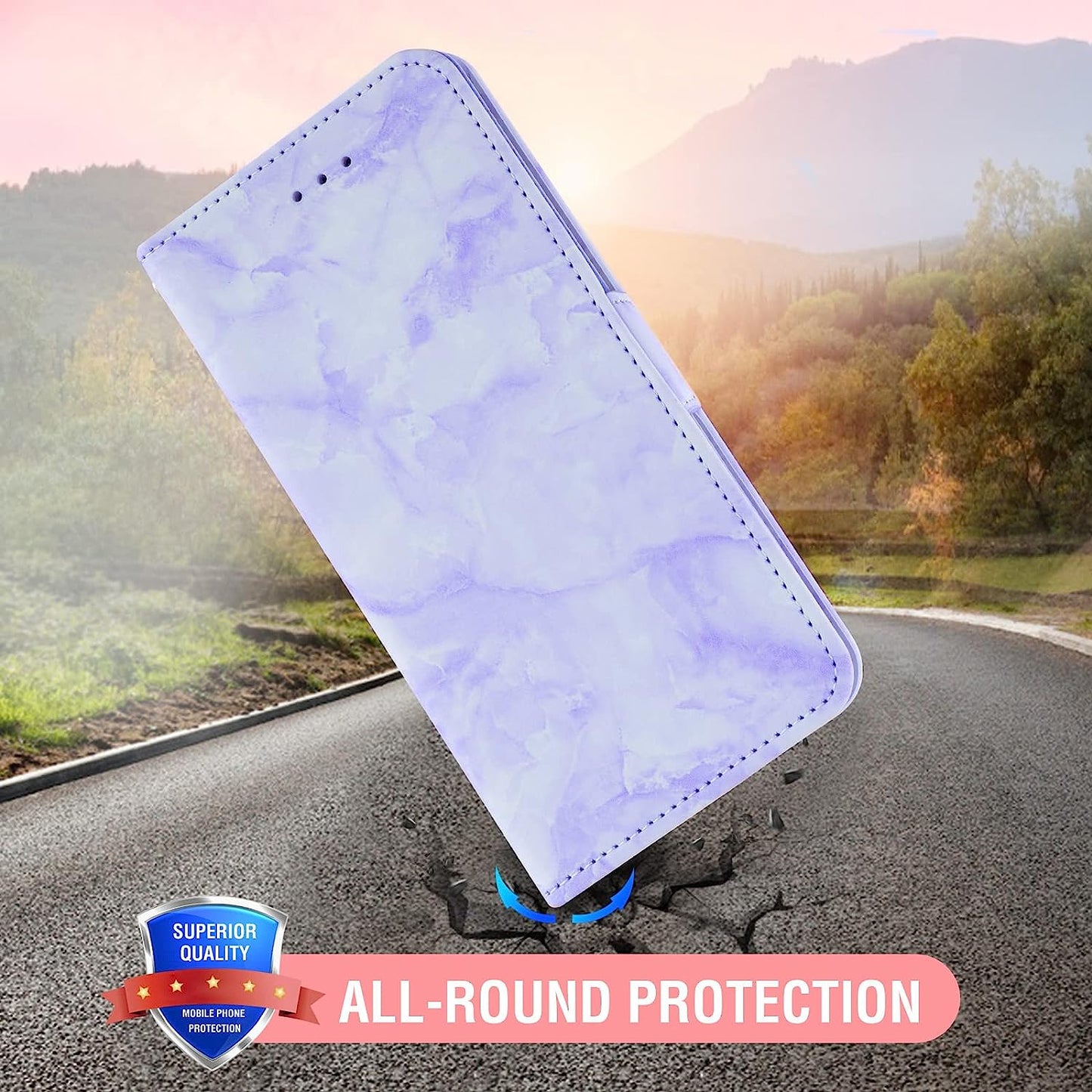 Asuwish Compatible with LG G7 Thinq Case and Tempered Glass Screen Protector Card Holder Kickstand Marble Wallet Phone Covers for LGG7 One G 7 plus LG7 Lg7Thinq 7G Thin Q G7+ G7Thinq Lgg7Thinq Purple  Asuwish   