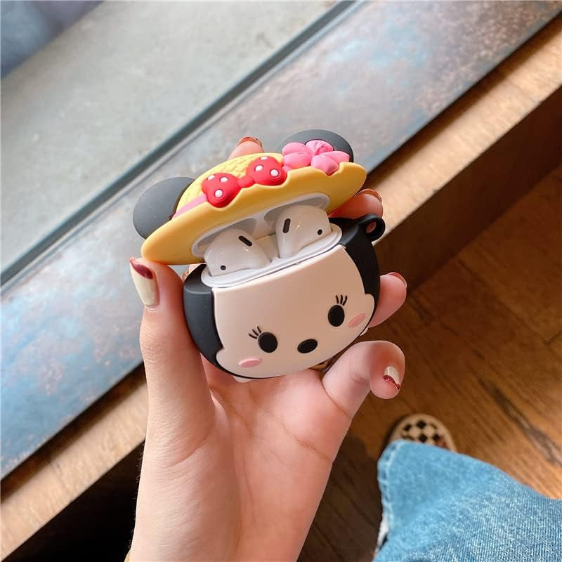 (2 Pack) BGAANM Cute Airpods 1/2 Case Silicone Cover with Keychain, Cartoon Skin Design Headphones Charging Case Protective Cover Accessories Kits Compatible for Airpods 1 and 2 (Minnie+Mickey)  BGAANM   