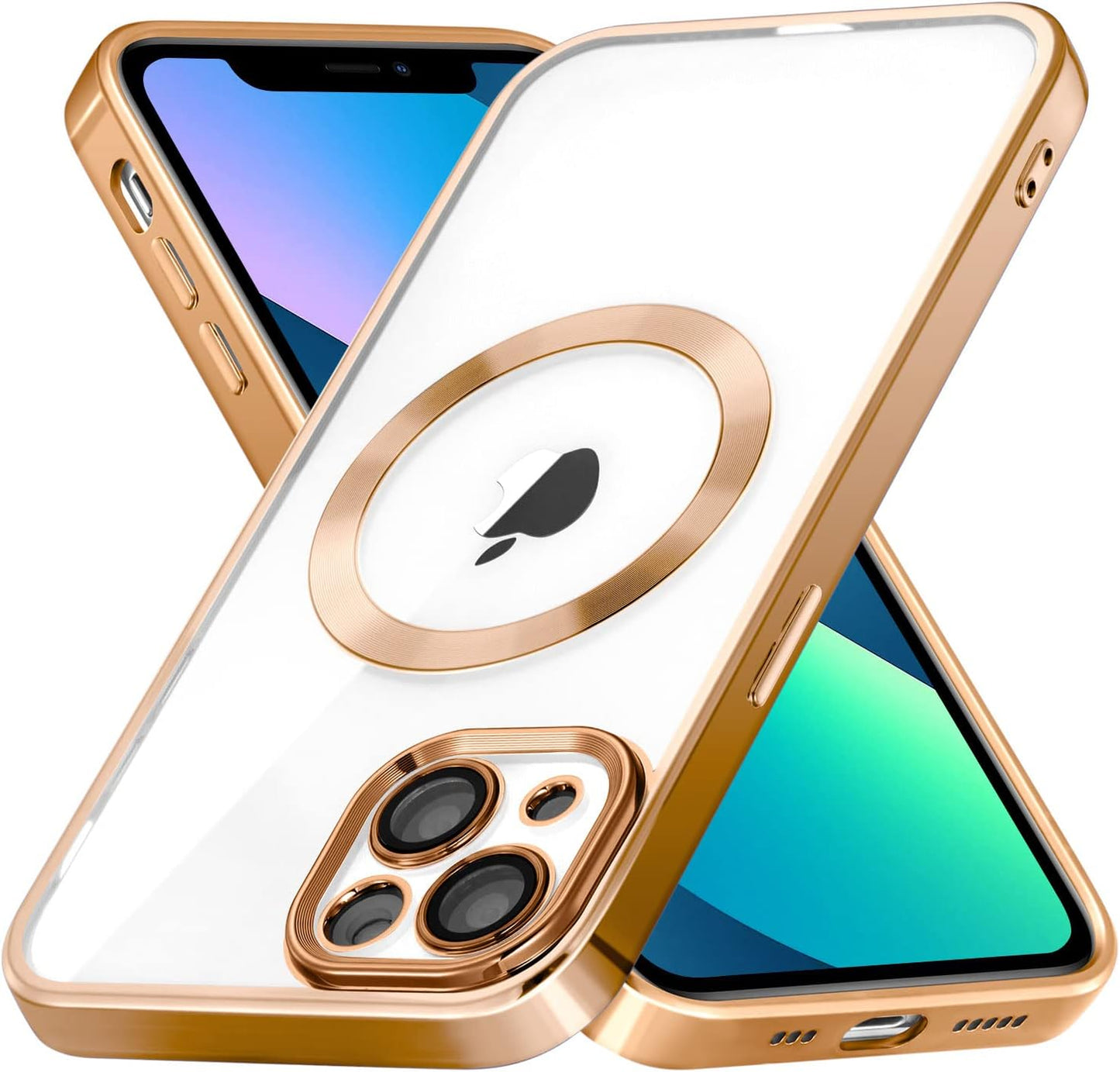 ZCDAYE Case for Iphone 13, Iphone 13 Phone Case Compatible with Wireless Charging,Blue Edge Electroplated Transparent Soft TPU Shockproof Case Cover for Iphone 13(6.1 Inches) - Blue  ZCDAYE Gold Iphone 13 