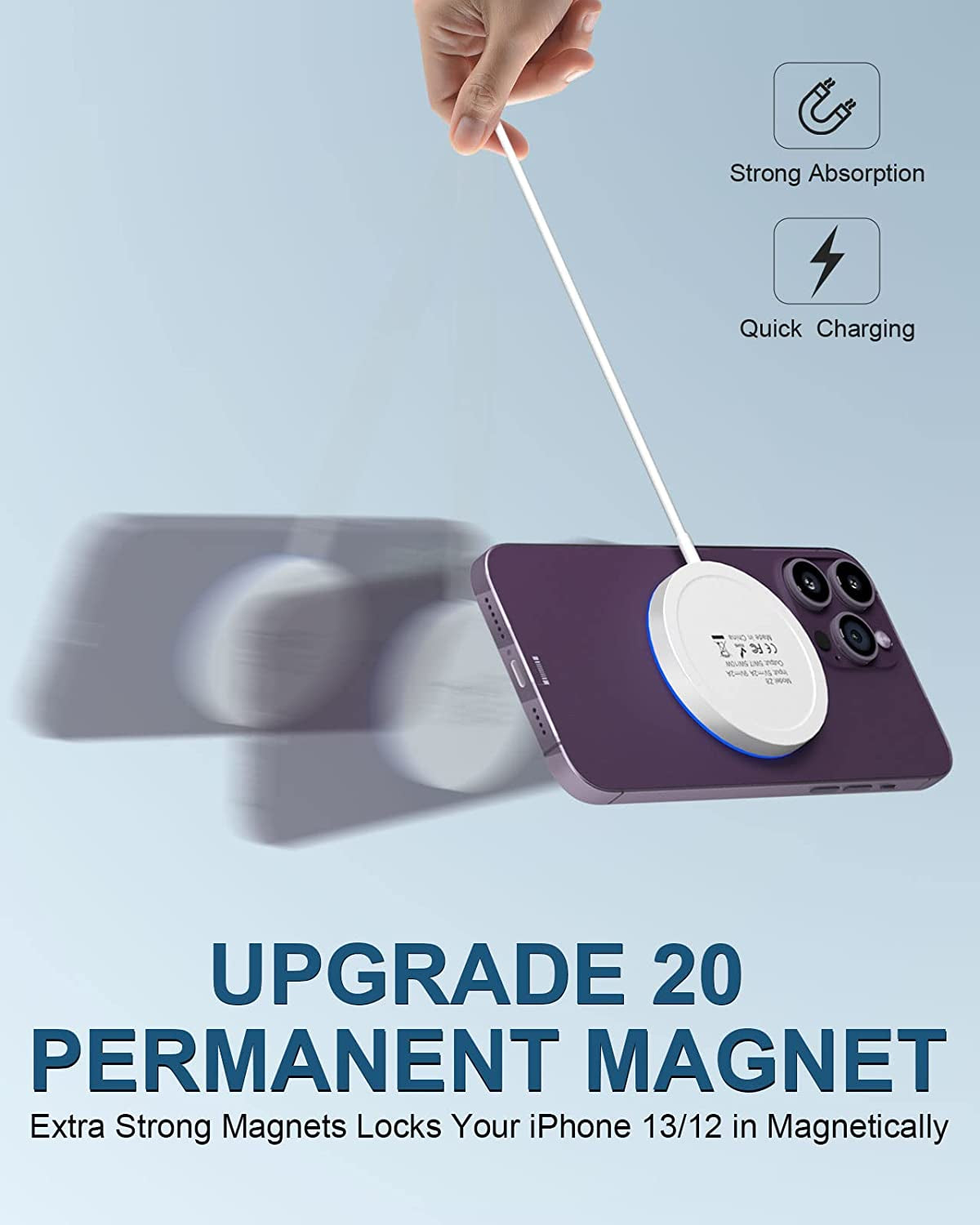 2 Pack Magnetic Wireless Charger Max 15W Fast Apple Mag-Safe Charger for Iphone 14/13/12 Pro/Max/Plus and Airpods 3/2/Pro Mag Safe Magnet Charging Pad with 5Ft Dual Charging Port Cable  Shenzhen USV Technology Co.,Ltd   