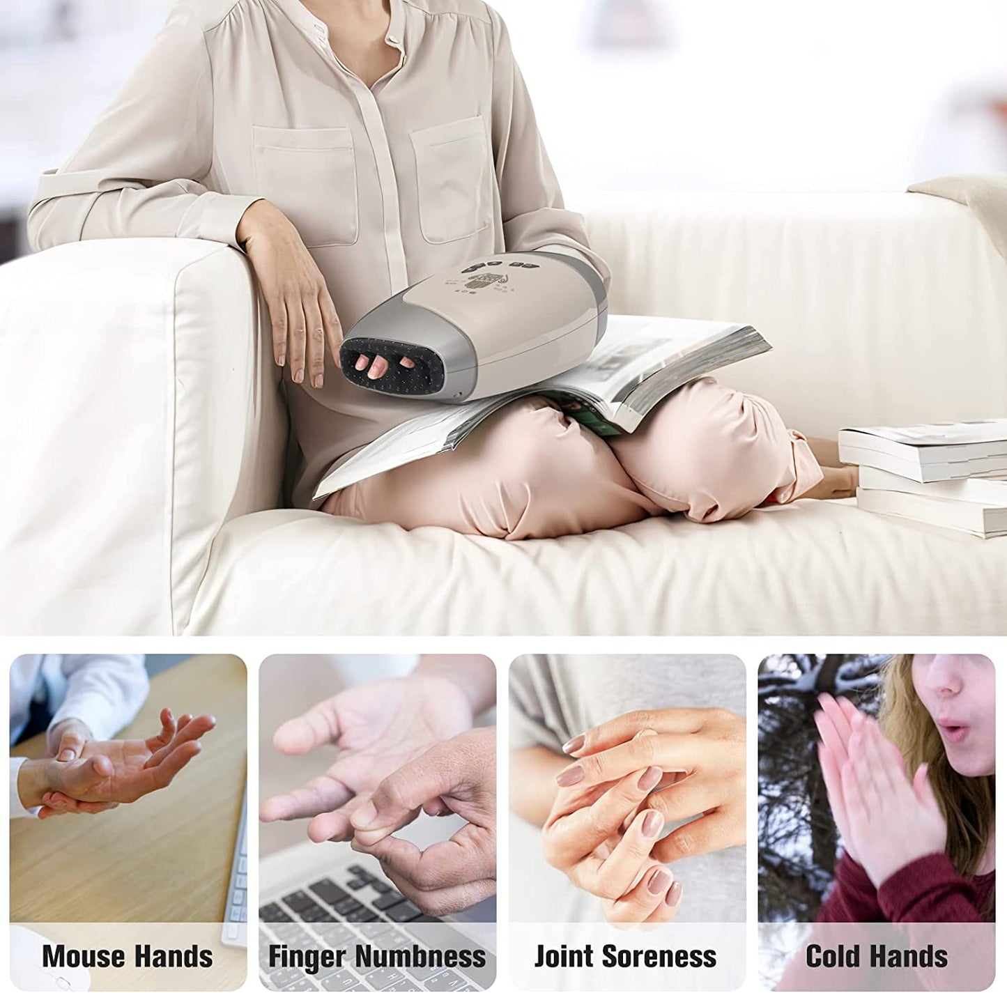 Ezencon Hand Massager with Heat, Rechargeable Finger Massager with Fingers Opening, Cordless Wrist Hand Massager for Arthritis Pain Relief with Compression & Heating, Birthday Gifts for Women  Ezencon   