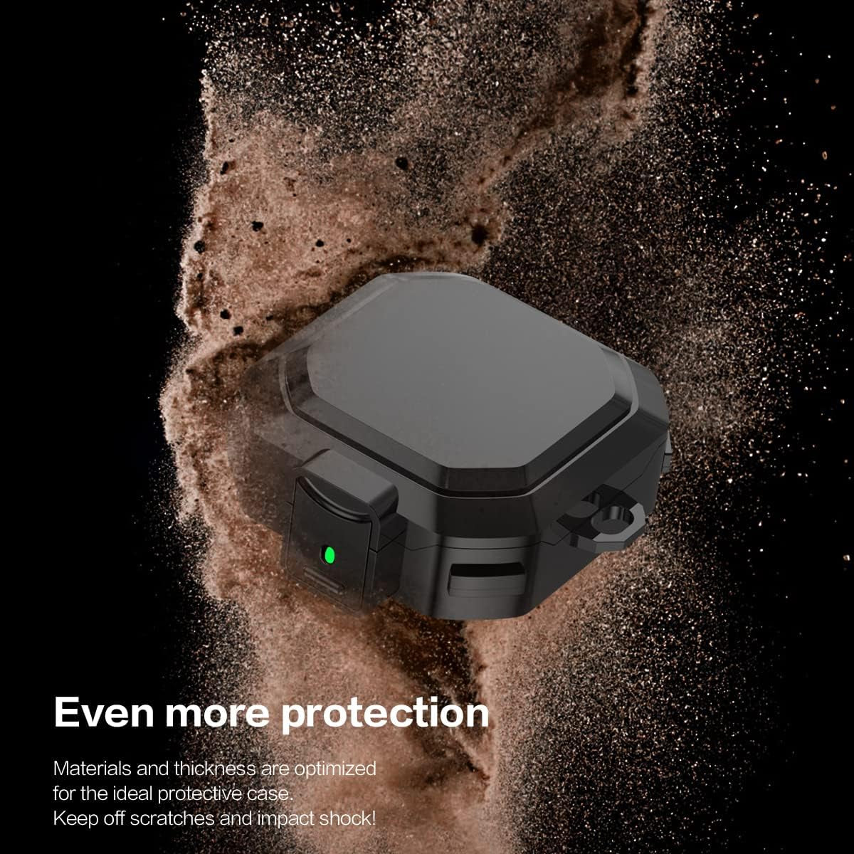 [With Lock]Armor Cover for Galaxy Buds Pro Case/Galaxy Buds 2 Case/Galaxy Buds Live Case,Shockproof PC+TPU Protective Cover for Samsung Buds 2/Buds Pro/Buds Live with Keychain&Wrist Strap&Brush(Black)  YIPINJIA   