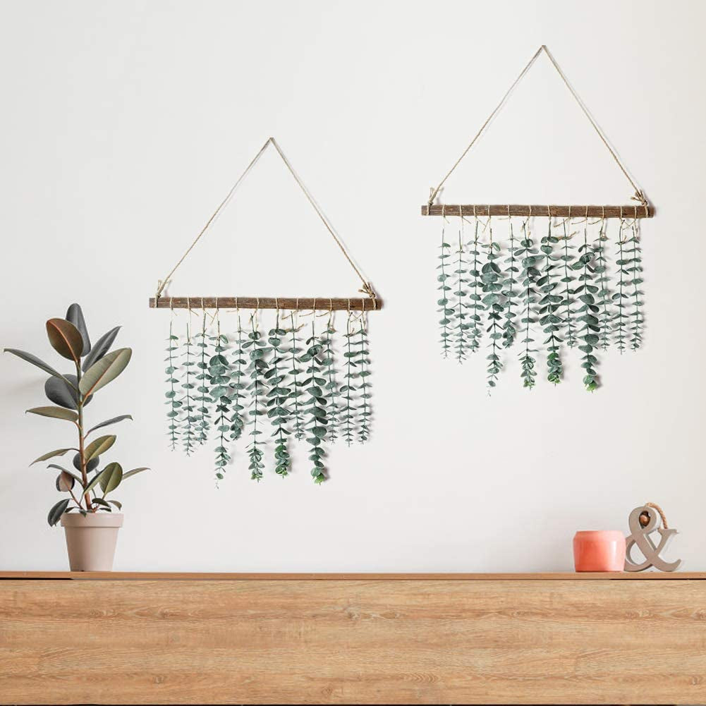 MEET ROSE Bathroom Decor Artificial Eucalyptus Wall Hanging Decor-Fake Eucalyptus Leaves Greenery Farmhouse Rustic Wall Hanging for Wedding，Bedroom，Kitchen，Nursery,Party Boho Home Decorations（Green）  MEET ROSE   