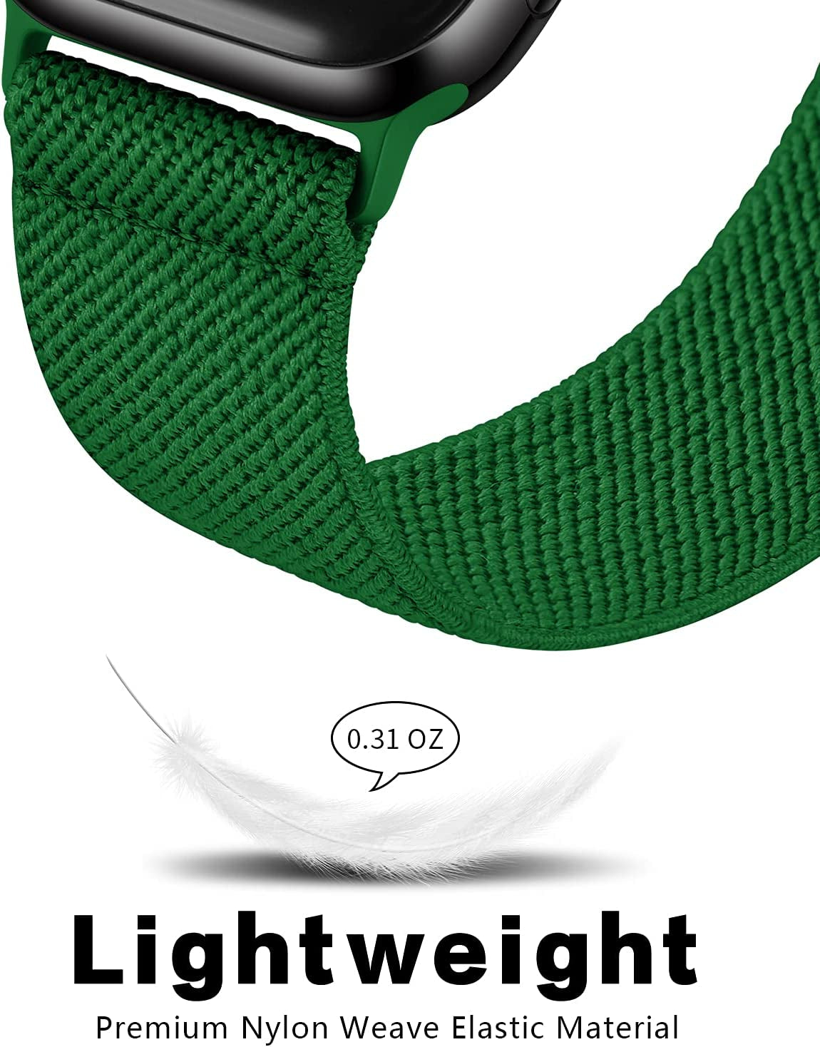 AMANECER Stretchy Nylon Watch Bands Compatible with Apple Watch Ultra Series 8/7/6/5/4/3/2/1 SE, Adjustable Braided Elastic Sport Loop Rugged Straps for Iwatch Women Men (Hunter Green, 38/40/41MM)  AMANECER   