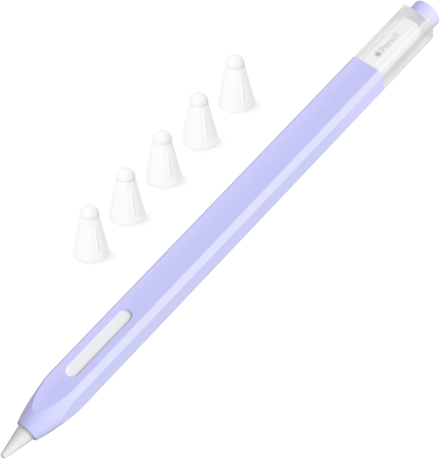 JOOSKO Classic Silicone Pencil Case Compatible with Apple Pencil 2Nd Generation Case Cover Sleeve,[With 5 Cloth Fiber Silicone Tip Cover],Non-Slip,Support Magnetic Wireless Charging (Pink)  JOOSKO Lavender  