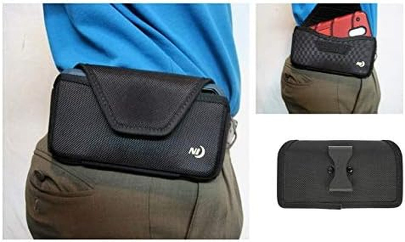 Nylon Hardshell Phone Pouch for LG V40 Thinq, Xx-Large, Rugged and Heavy Duty Holster, Strong Belt Clip Holder, Fits with Slim-Fit Case on Cell Phone (Sideways)  Nite Ize   