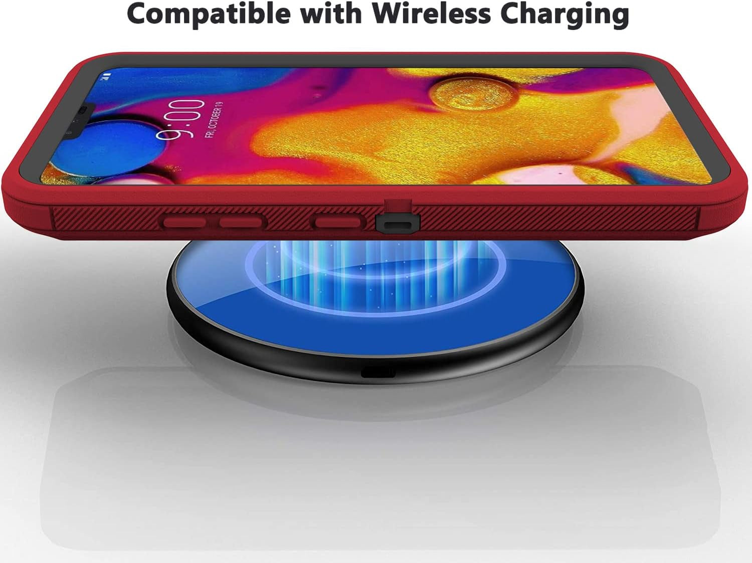 Stroson Compatible with LG V40 Thinq Case, LG V40 Case, with Screen Protector Kickstand Holder Shockproof Protective Phone Case Hard Shell Full Body Defender Cover for LG V40 Thinq (Red/Black)  Stroson   