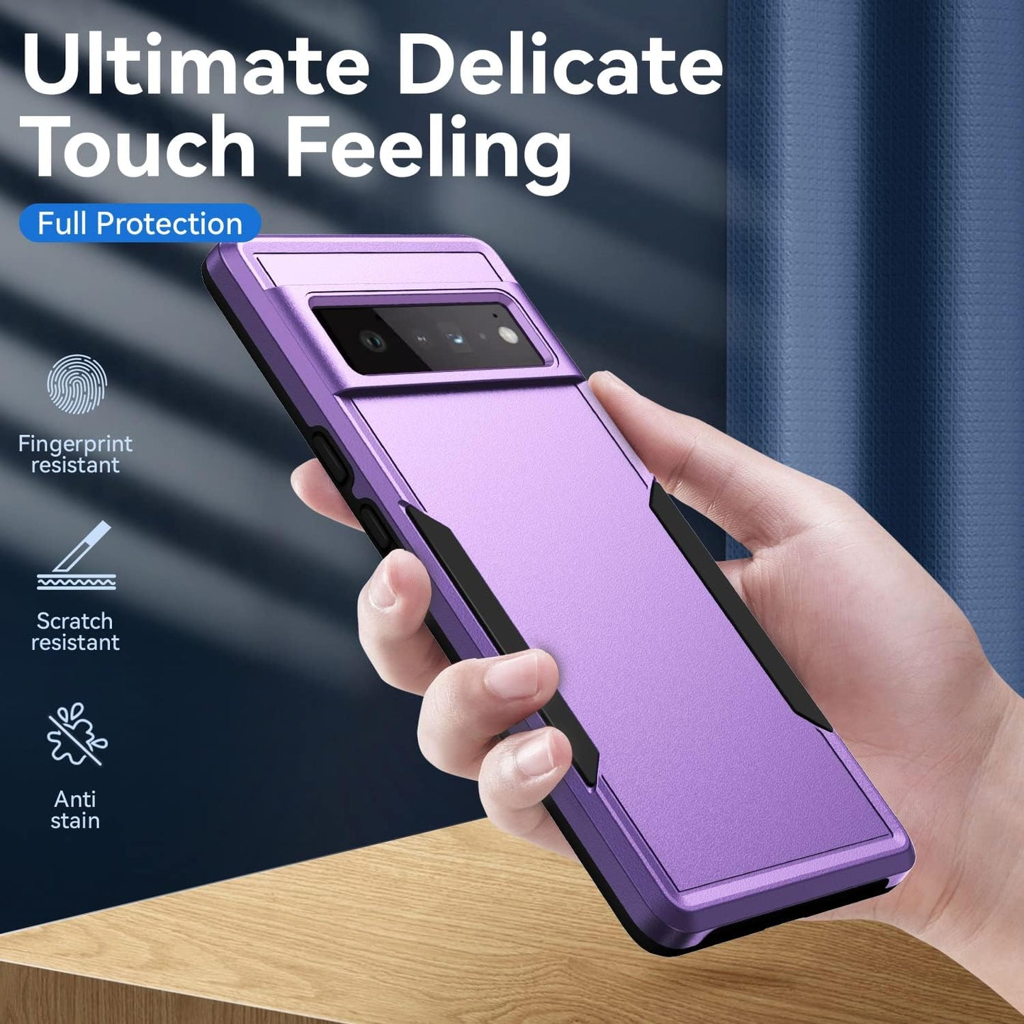 Asuwish Phone Case for Google Pixel 6 Pro with Tempered Glass Screen Protector Cover and Slim Thin Hybrid Full Body Protective Cell Accessories Pixel6Pro Pixel6 XL 6XL Pixle 6Pro 5G Women Men Purple  Asuwish   