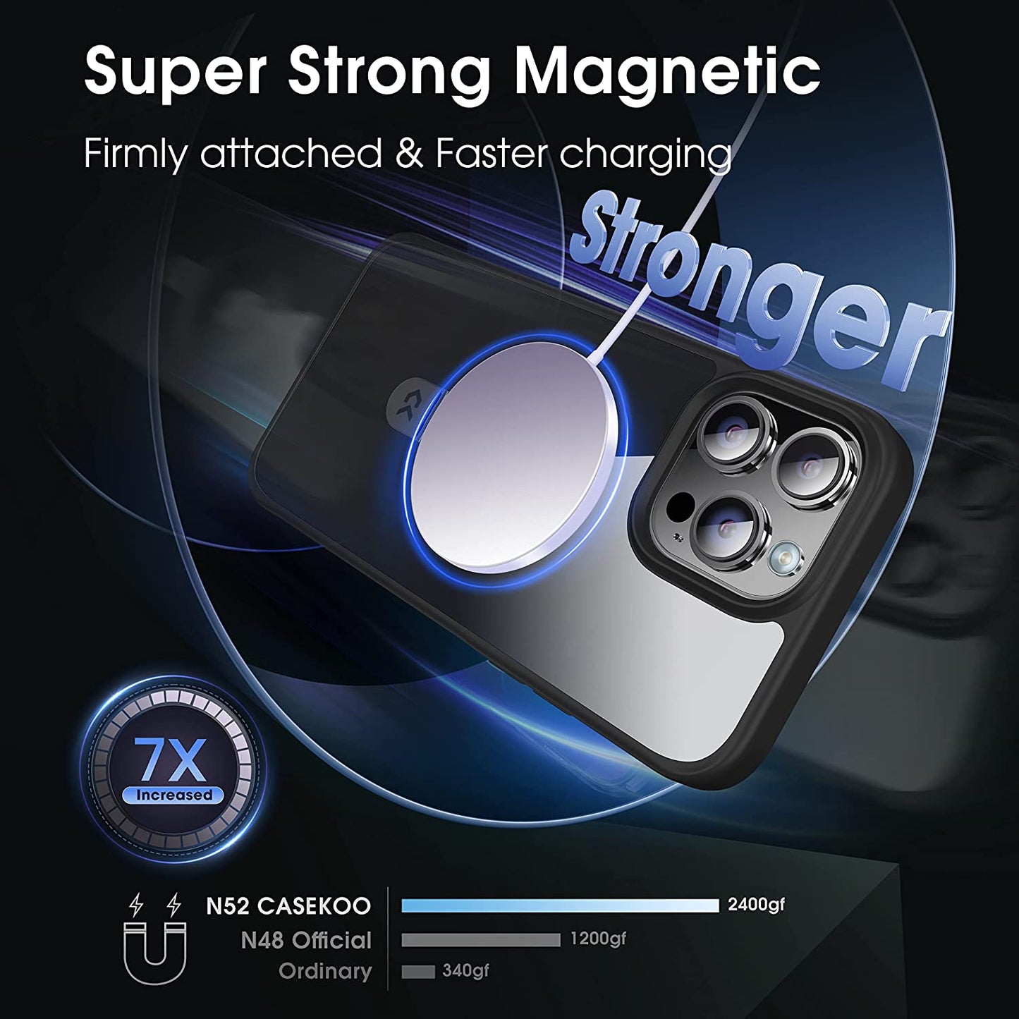 CASEKOO Magnetic Clear for Iphone 14 Pro Case with Invisible Stand [Compatible with Magsafe] [Non Yellowing] Shockproof Protective Slim Ring Holder for Women Men Phone Case 6.1 Inch 2022, Black  CASEKOO   