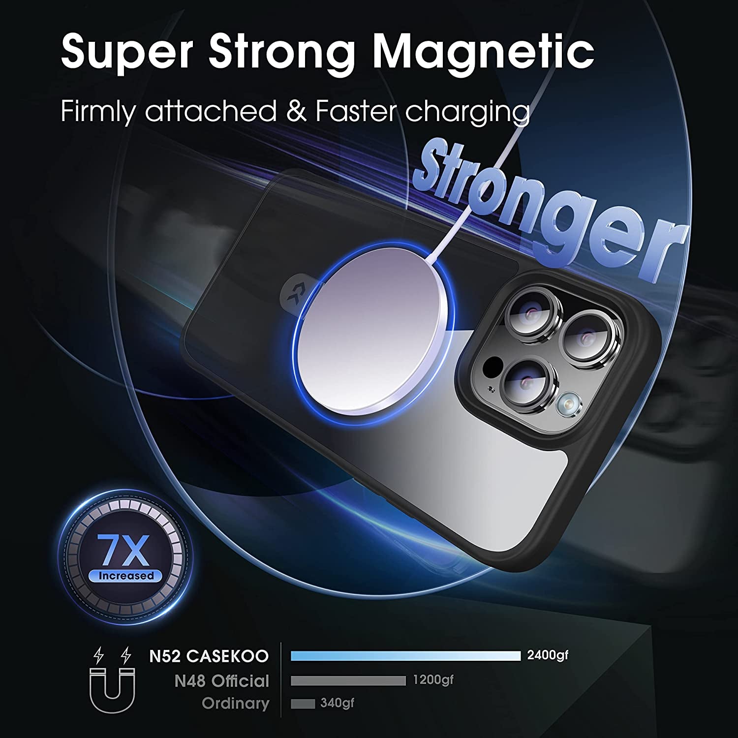 CASEKOO Magnetic Clear for Iphone 14 Pro Case with Invisible Stand [Compatible with Magsafe] [Non Yellowing] Shockproof Protective Slim Ring Holder for Women Men Phone Case 6.1 Inch 2022, Black  CASEKOO   