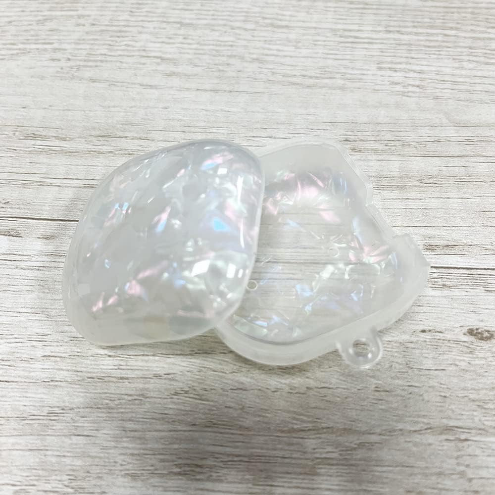 Fycyko Compatible with Samsung Galaxy Buds 2 Case/Galaxy Buds Pro Case/Galaxy Buds Live Case,Cute Sparkle Shell Pattern Shockproof Protective Cover Case with Keychain-White  Fycyko   