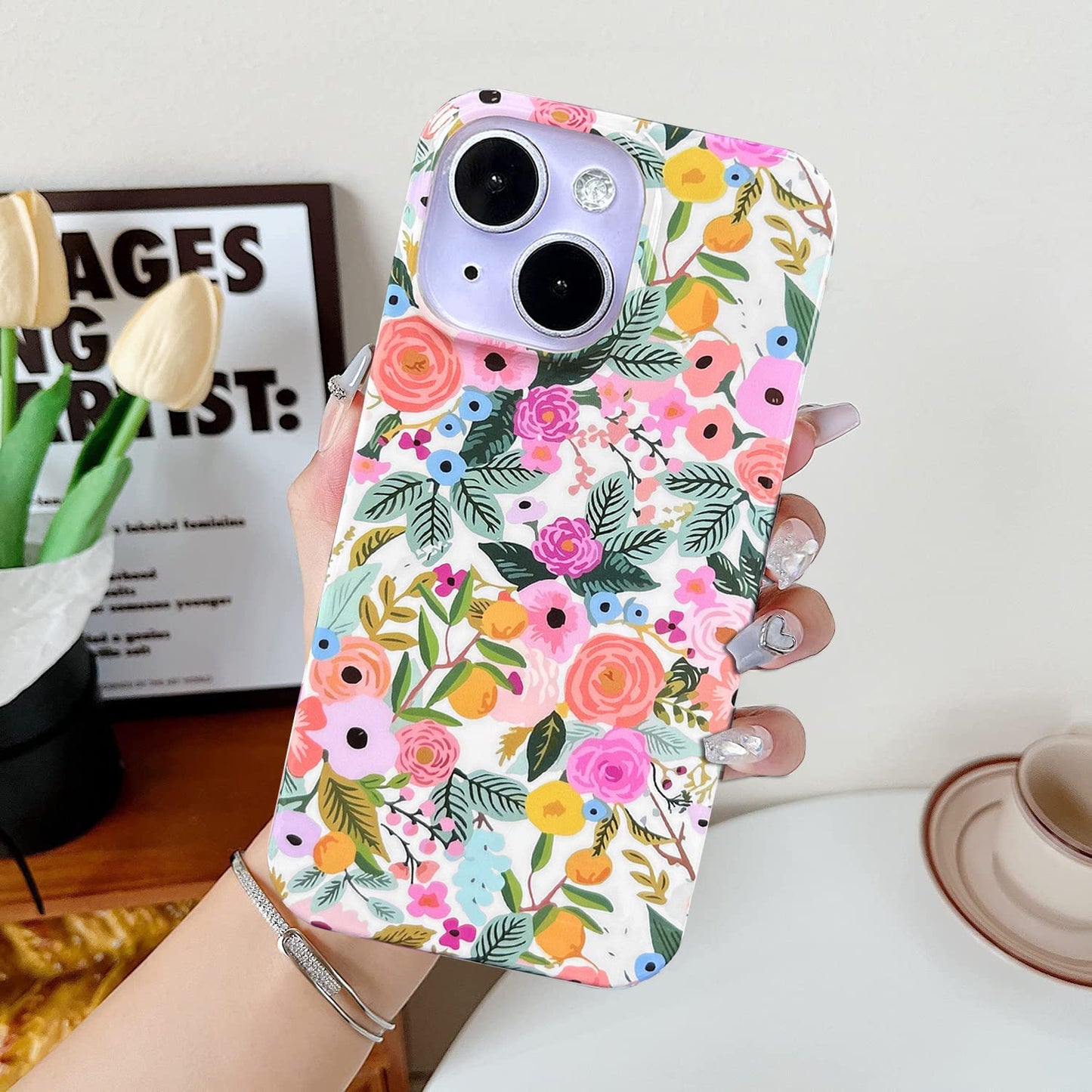 J.West Compatible with Iphone 14 Case Soft Shockproof Cute Floral Phone Protective Cover for Women, Garden Flower Pattern Design Slim Fit Anti-Scratch 6.1" Phone Case for Girl  J.west   