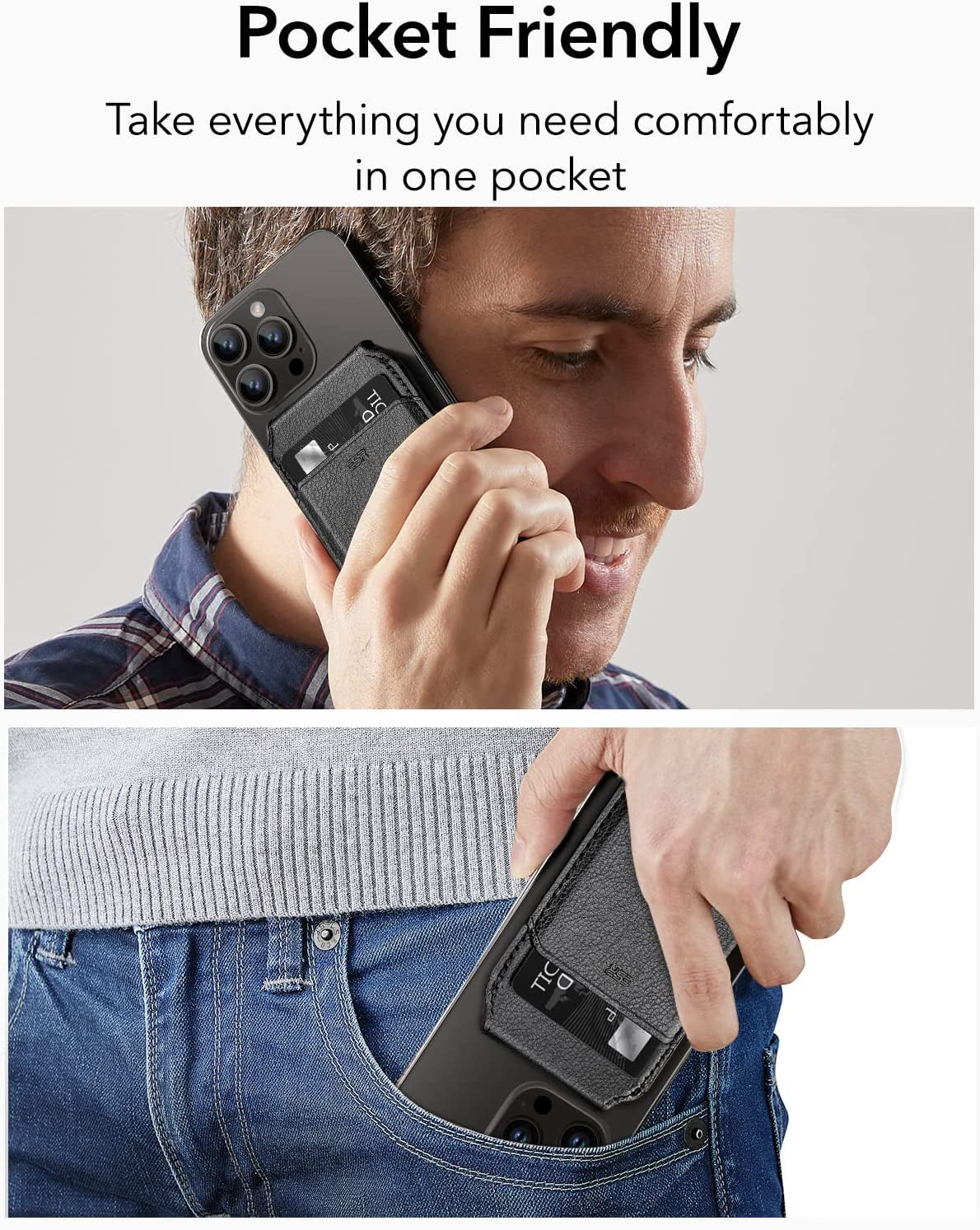 ESR Halolock Vegan Leather Phone Wallet Stand, Magsafe Wallet and Adjustable Stand, Magnetic Wallet Compatible with Iphone 14/13/12 Series, Not Compatible with Iphone 13/12 Mini, 3 Card Holder, Black  Electronic Silk Road Corp   