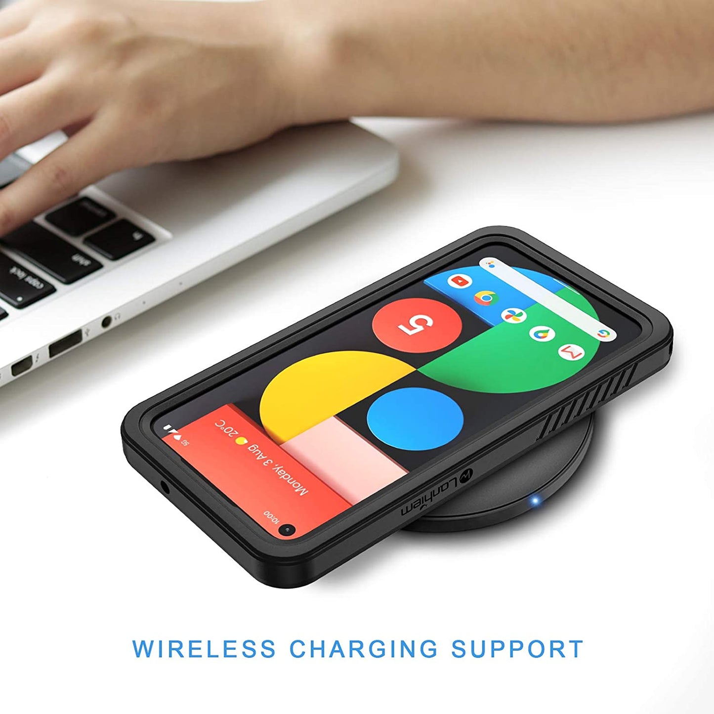 Lanhiem Pixel 5 Case, IP68 Waterproof Dustproof Shockproof Case with Built-In Screen Protector, Full Body Underwater Protective Cover for Google Pixel 5 (2020), Black/Clear  Lanhiem   