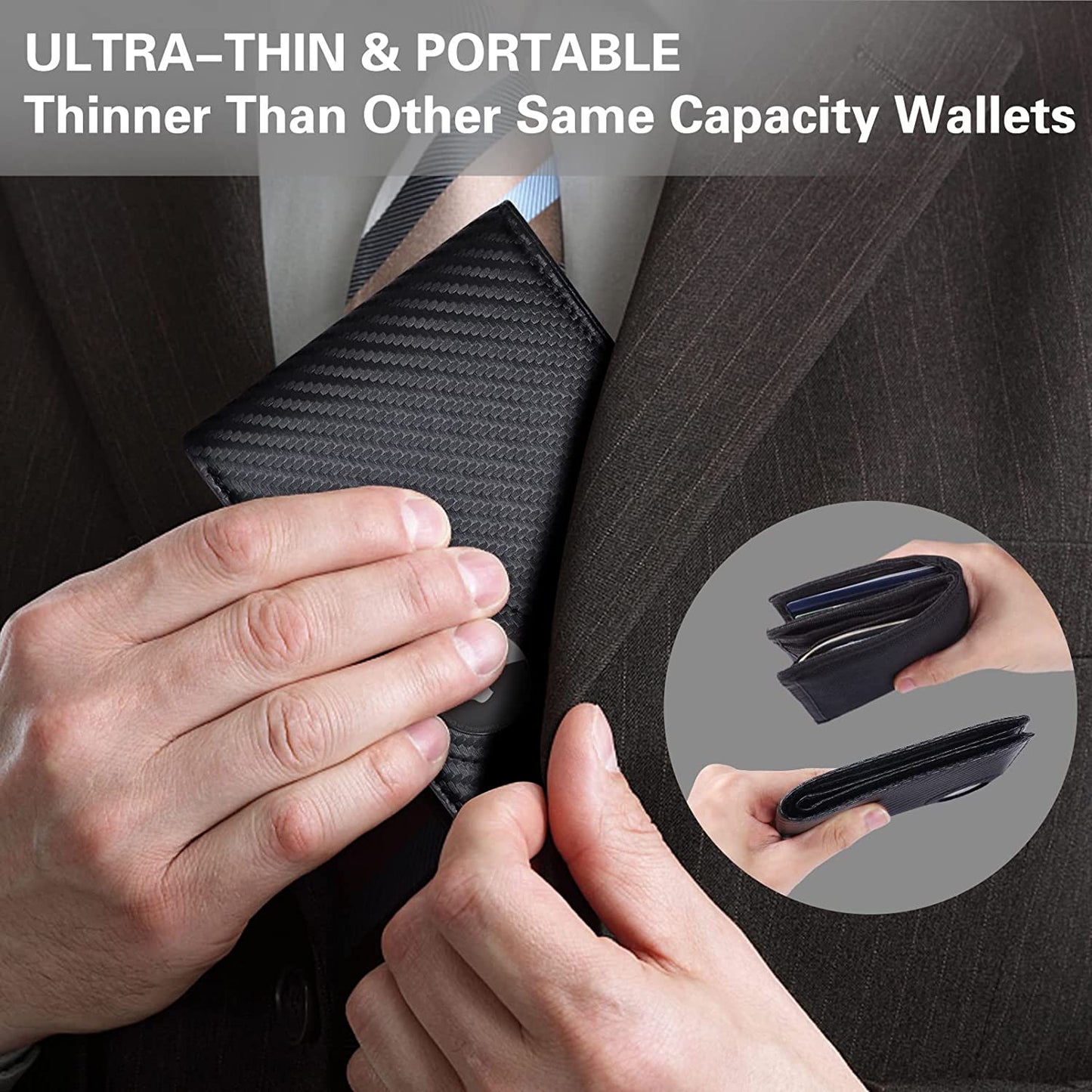 GIPUSSON Slim Leather Wallet for Men Airtag Hidden,Large Bifold Mens Wallet RFID Blocking with ID Windows,Credit Card Holder for Men Wallet  GIPUSSON   