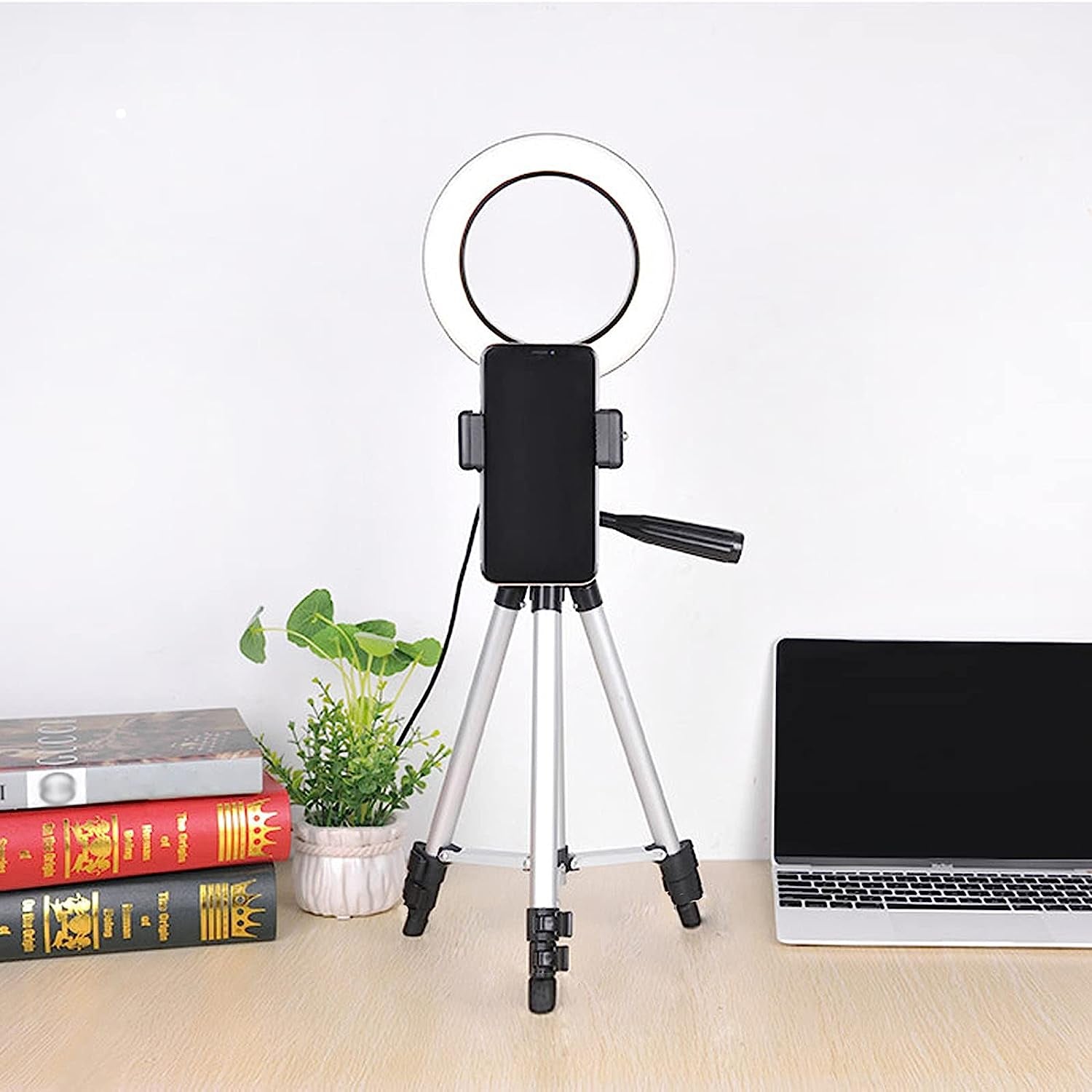 Wongping 6" Ring Light with Tripod Stand for Youtube Video Selfie Live Stream and Makeup Dimmable LED Camera Light with Cellphone Holder Desktop 48 Led Lamp  WongPing   