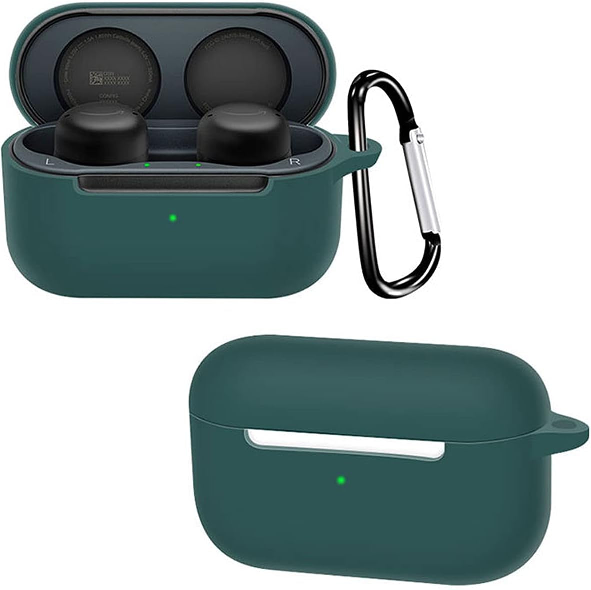 Antetek Compatible for Echo Buds 2 Wireless Earbuds Case with Keychain,Silicone Protective Cover Accessories Compatible with Echo Buds 2 Generation (Dark Green)  Antetek   