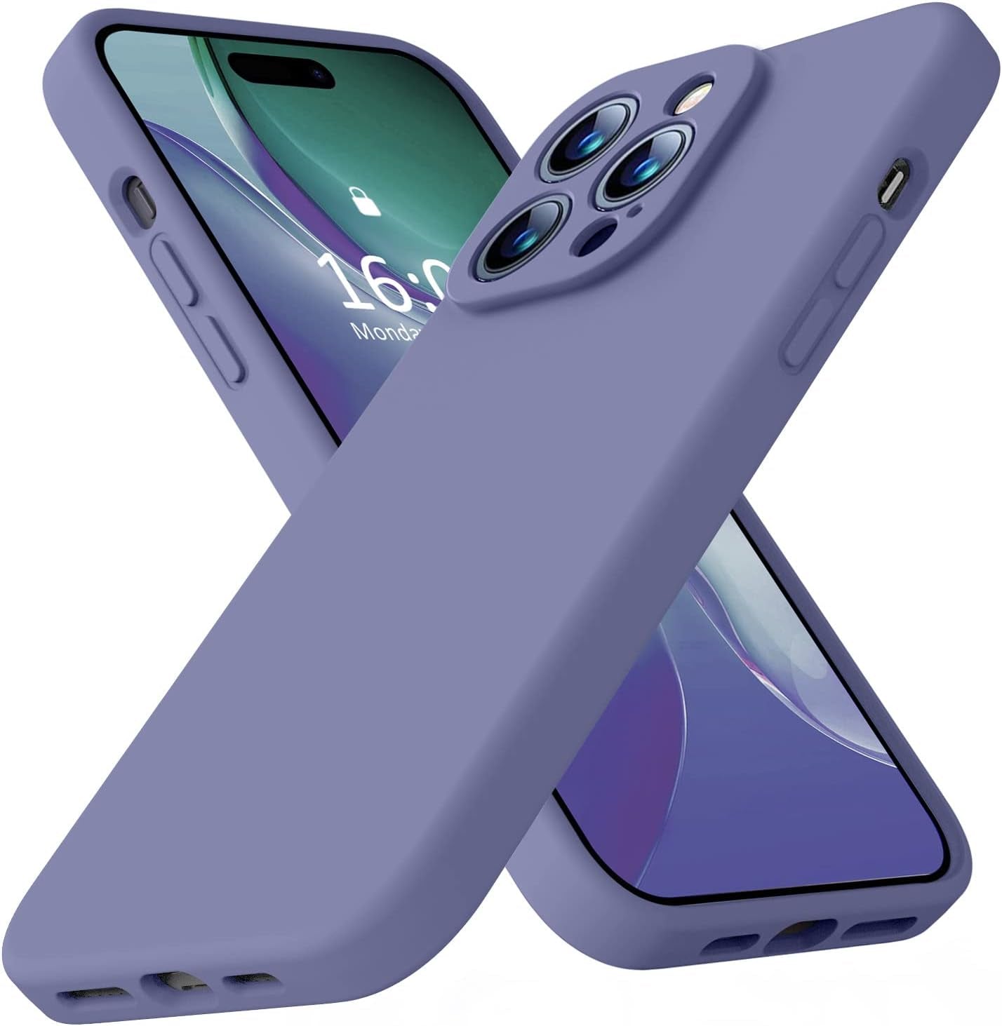 Ktele Compatible with Iphone 14 Pro Case, Ab-Grade Liquid Silicone Case, [Four Corner 50+Tiny Airbags Shockproof] [Soft Microfiber Lining Anti-Scratch] Camera All-Round Protection Case-Blue  Ktele Lavender Grey  