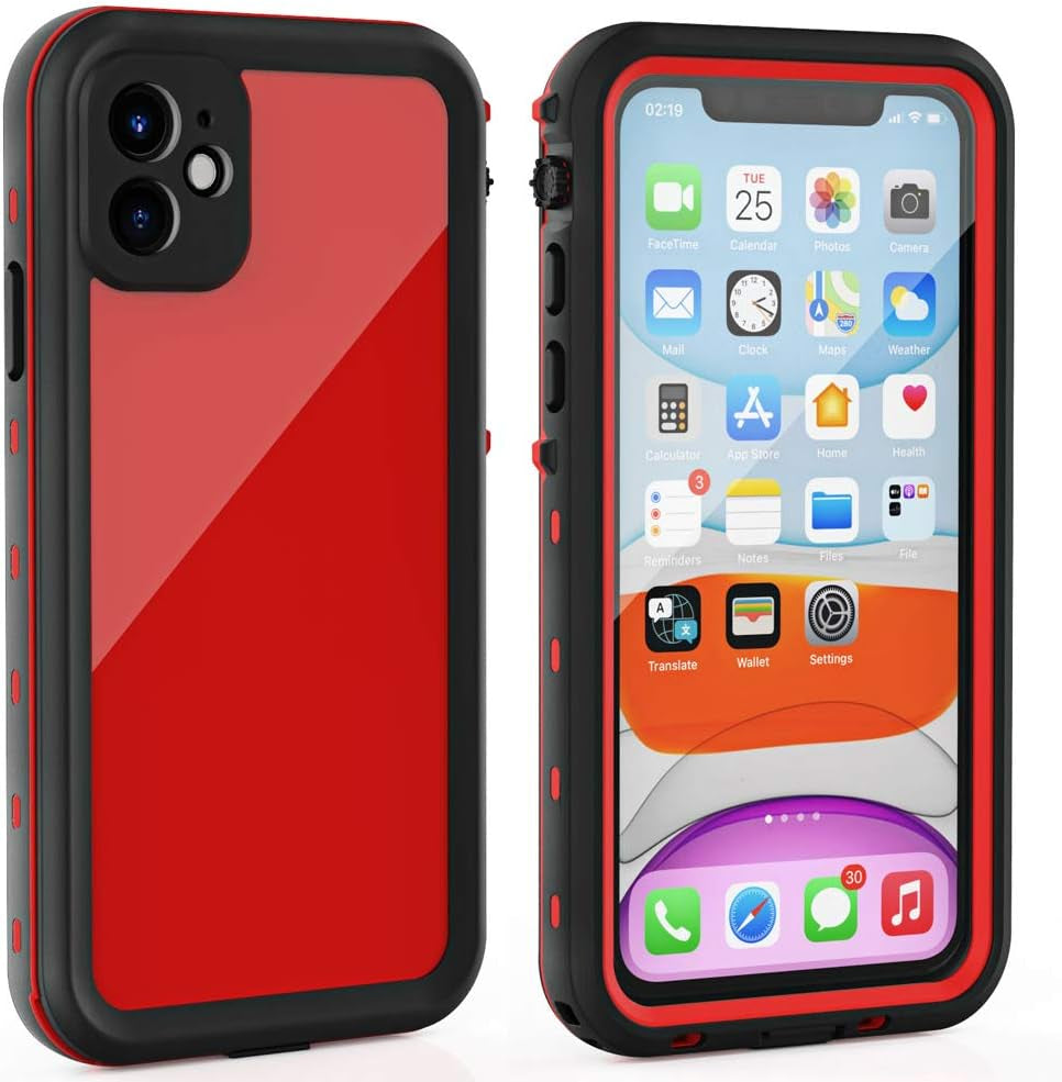 ZWWADR for Iphone 11 Waterproof Case with Screen Protector Full Body Protector Shockproof Dustproof Dirtproof Heavy Duty IP68 Waterproof Case for Iphone 11(6.1Inch) (Teal)  ZWWADR Red  