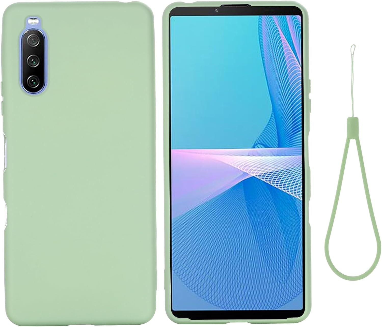 Case for Sony Xperia 10 III, Liquid Silicone Protective Phone Case for Sony Xperia 10 III with Silicone Lanyard, Slim Thin Soft Shockproof Cover for Sony Xperia 10 III Silicone Case Red  Generic Green Sony Xperia 10 Iii 