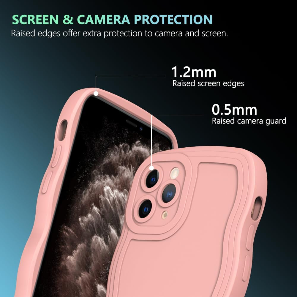 WOGROO Case for Iphone 11 Pro Case,Wave Curly Frame Design,Soft Flexible Tpu,Cute Wavy Solid Color Aesthetic Flashion Phone Case Shockproof Protective Case Cover 5.8" - Pink  WOGROO   
