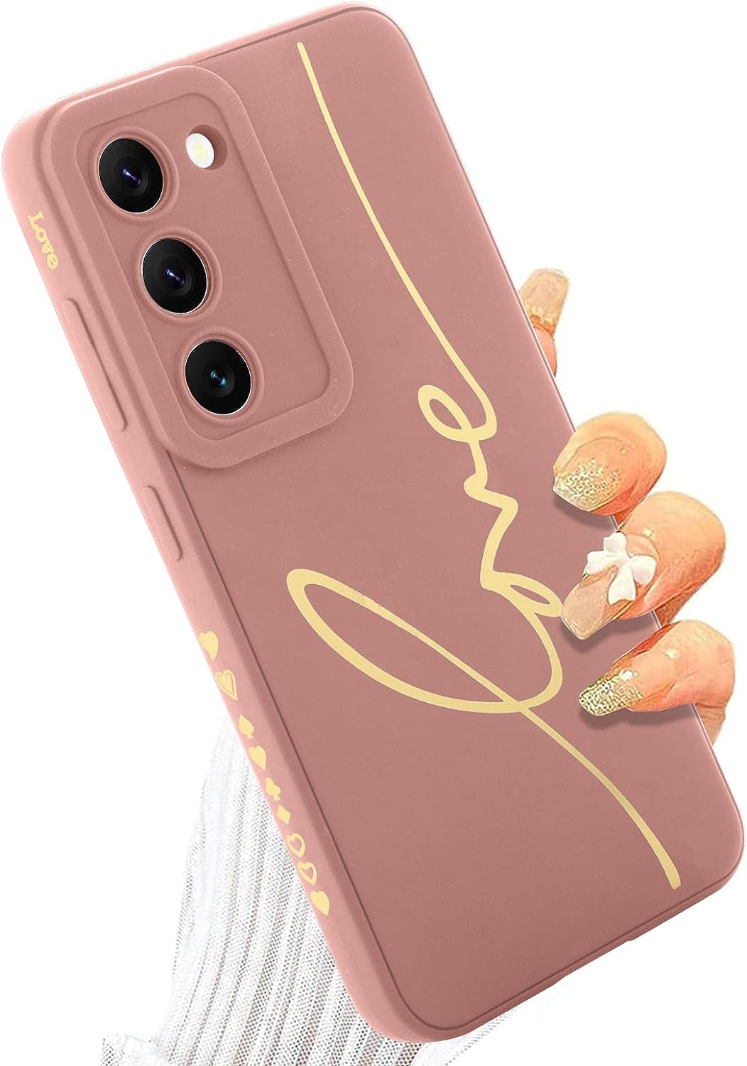 MOWIME for Samsung Galaxy S22 plus Case, Back Cute Plating Love Letter Graphic with Anti-Fall Lens Cameras Cover Protection Soft TPU Shockproof Anti-Fingerprint Phone Cases for Women Girls Men-Pink  MOWIME Pink Samsung Galaxy S23 Plus Case 6.6-Inch 