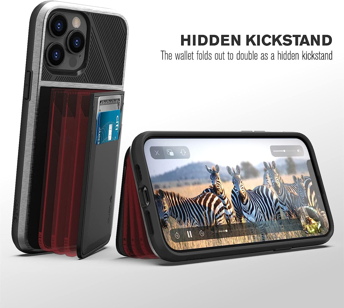 VENA Legacy Card Holder Wallet Case Compatible with Apple Iphone 13 Pro Max (6.7"-Inch), (Compatible with Magsafe, RFID Anti-Theft) Slim Profile Card Slot Cover with Kickstand - Space Gray  Vena   