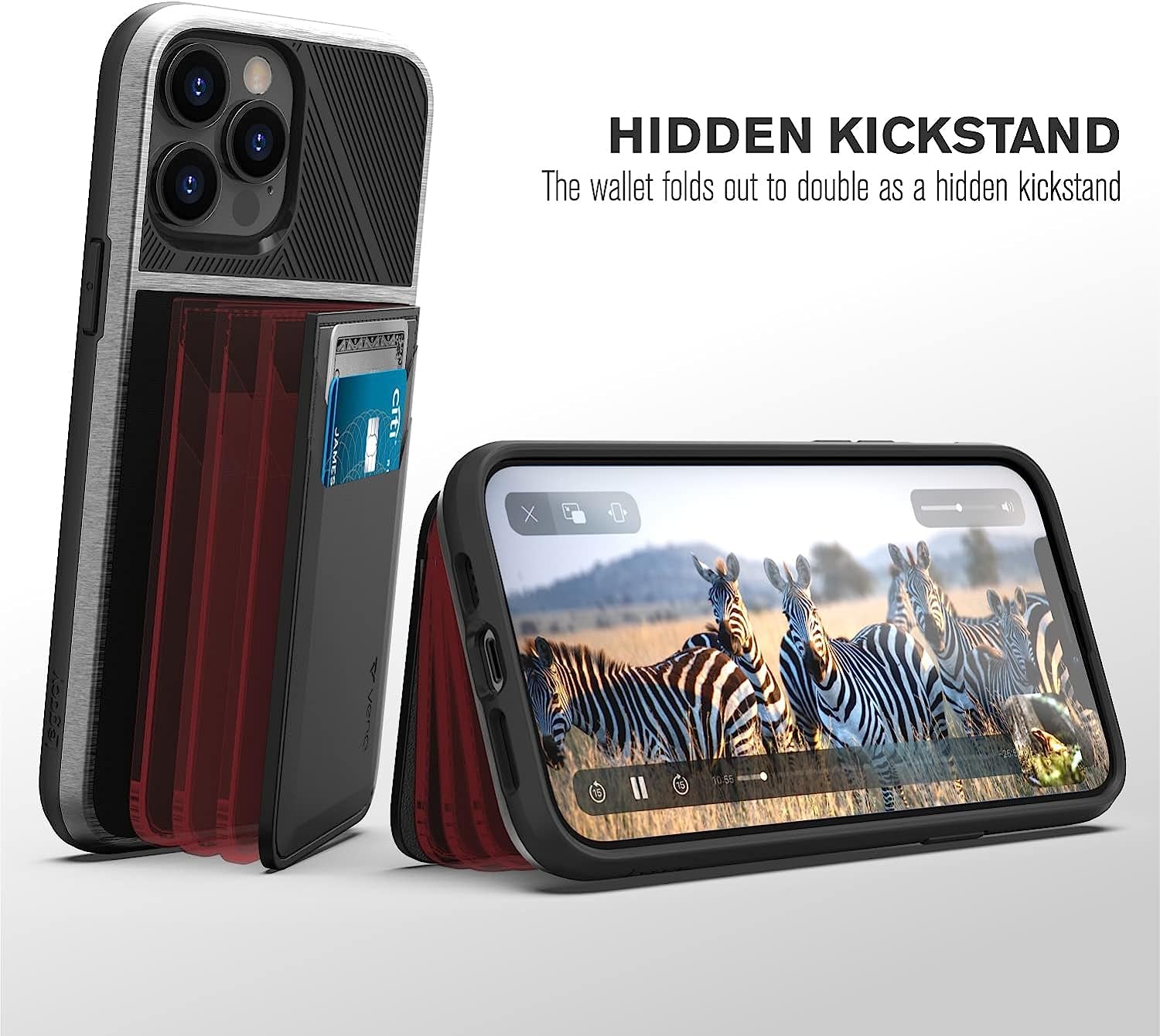 VENA Legacy Card Holder Wallet Case Compatible with Apple Iphone 13 Pro Max (6.7"-Inch), (Compatible with Magsafe, RFID Anti-Theft) Slim Profile Card Slot Cover with Kickstand - Space Gray  Vena   