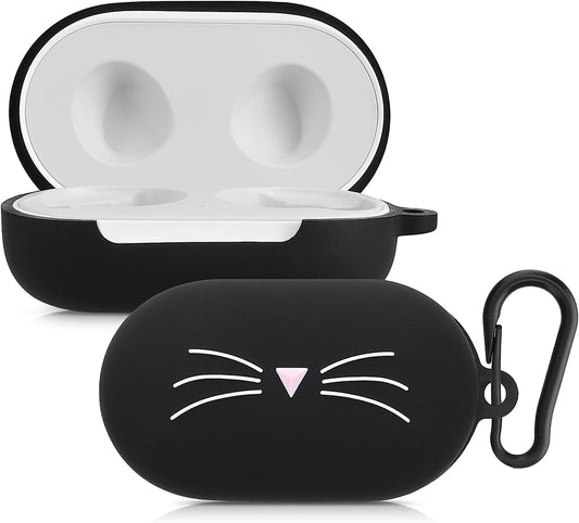 Kwmobile Silicone Case Compatible with Samsung Galaxy Buds/Buds plus - Case Soft Cover - Cat Black/White  KW-Commerce   