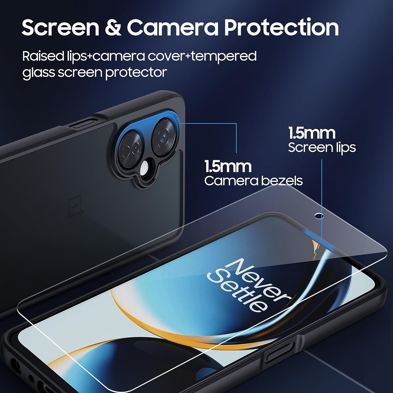 MAKAVO for Oneplus Nord N30 5G Case with Glass Screen Protector, Non-Yellowing Crystal Clear Shockproof Bumper Case, Slim Thin yet Military Grade Drop Proof Phone Cover  MAKAVO   