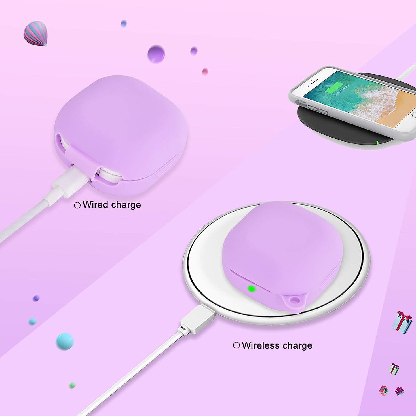 OLEBAND Galaxy Buds 2 Pro 2022/Galaxy Buds 2/Pro Case 2021/Galaxy Buds Live 2020 Case Cover,Soft Silicone Protective Cover with Cute Keychain Accesories,For Women and Girls,Purple  OLEB   