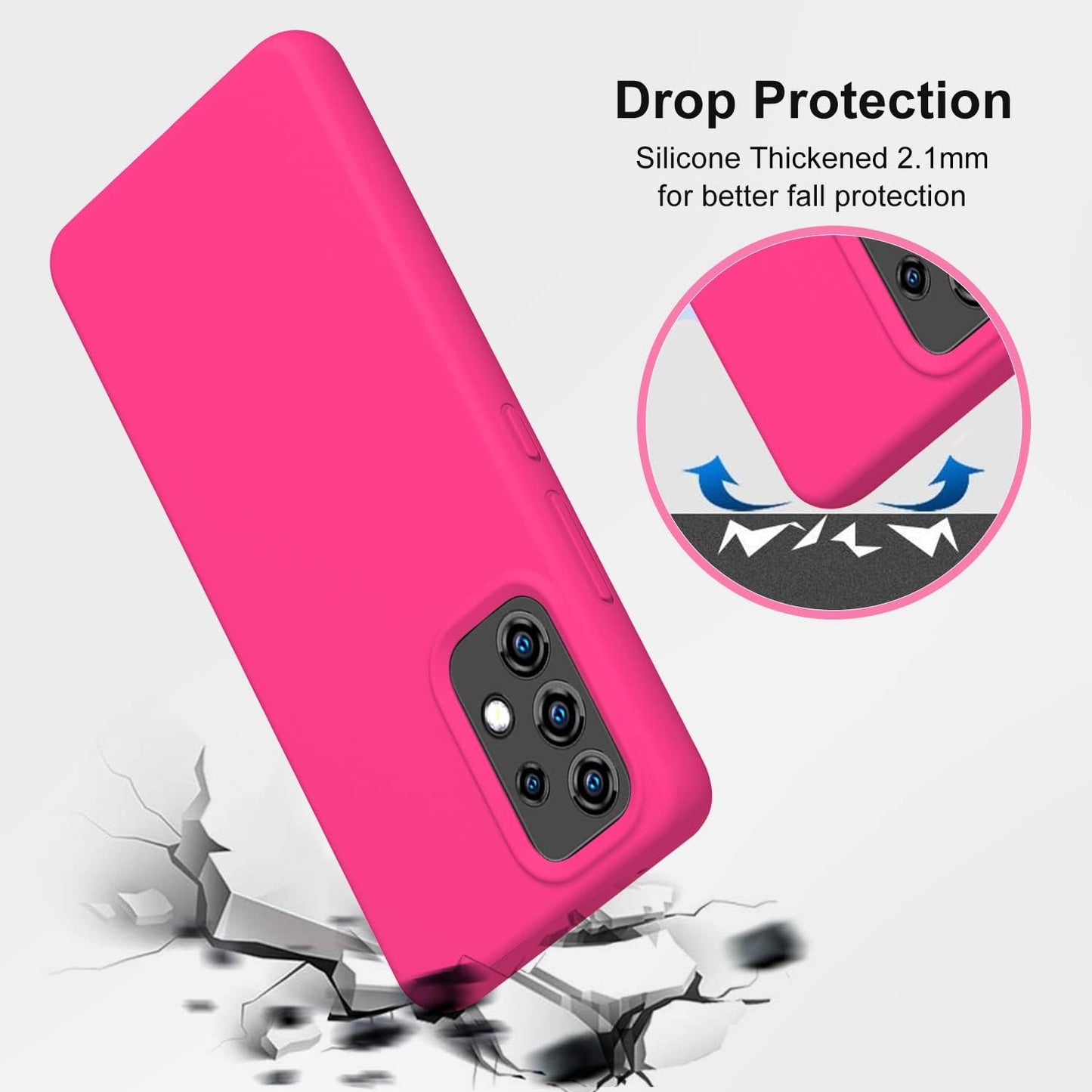 Gueen Compatible with Samsung Galaxy A53 5G Case, Premium Liquid Silicone, with [Camera Protection] [Soft Anti-Scratch Microfiber Lining] Full Body Shockproof Protective Phone Case - Hot Pink  Gueen   