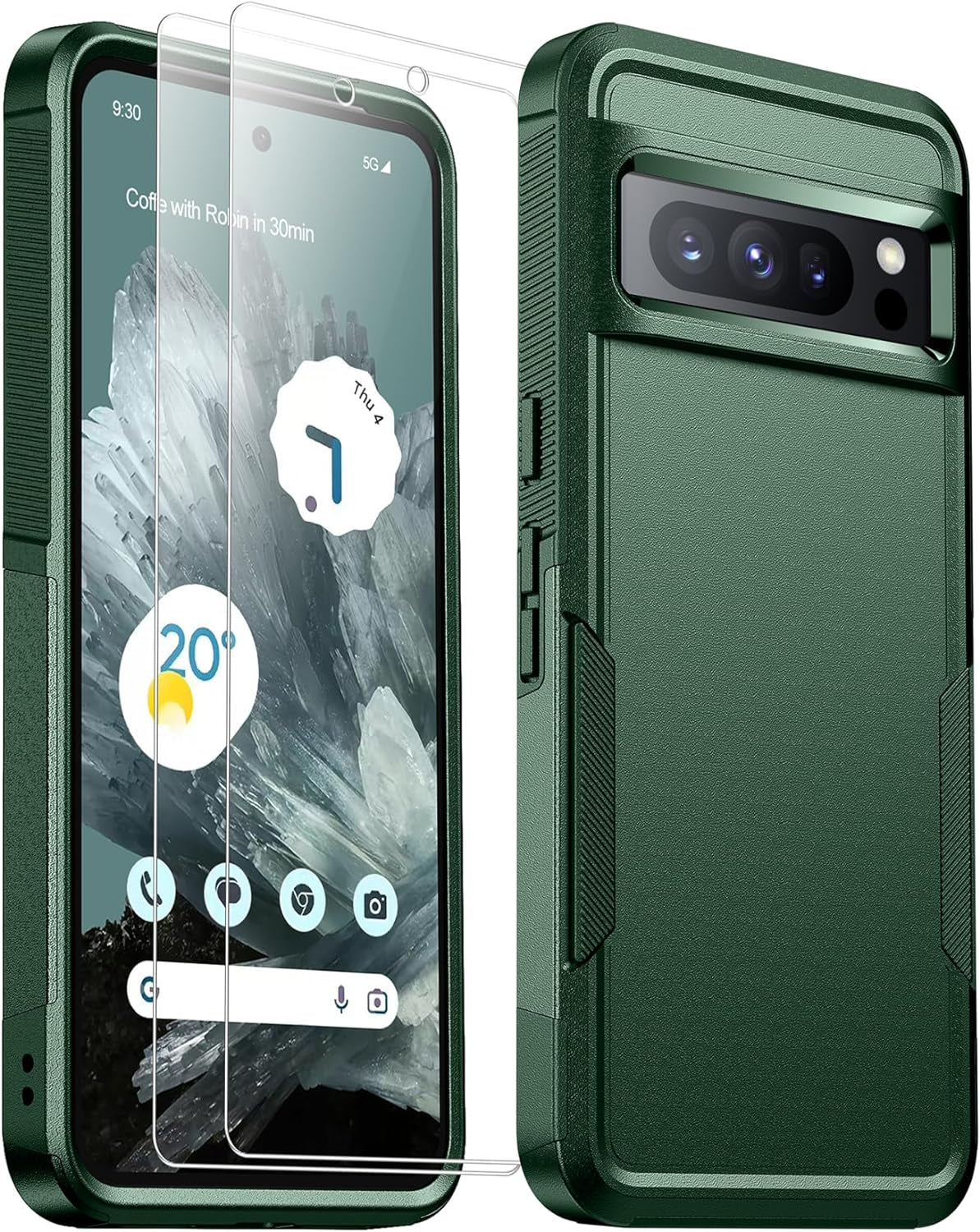 Justcool for Google Pixel 8 Case, with [2 Pcs Screen Protectors] [10FT Drop Protection] Dual Layer Full Body Heavy Duty Protective Case for Google Pixel 8 6.2 Inch,Dark Green  Justcool Dark Green Pixel 8 Pro 