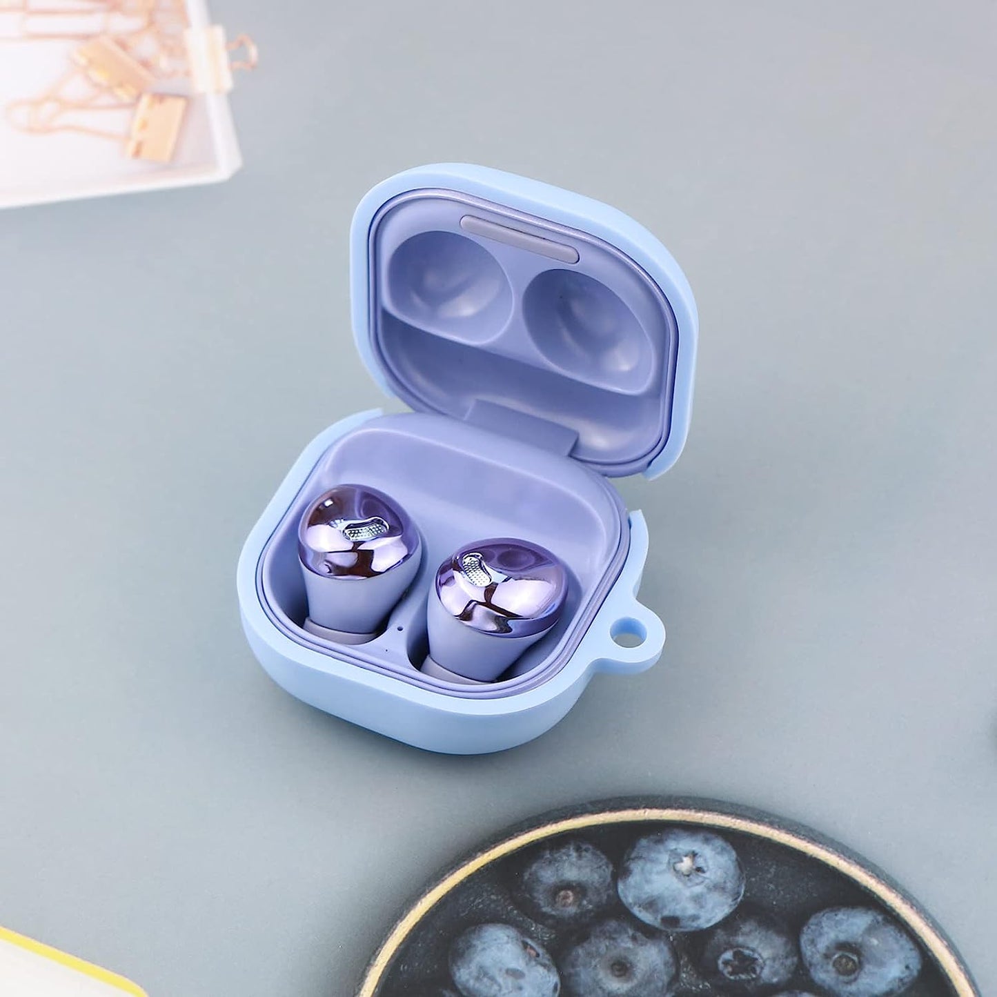 Wonhibo Cute Elephant Case for Samsung Galaxy Buds 2 Pro/Galaxy Buds 2/ Galaxy Buds Pro/Galaxy Buds Live,Blue Silicone Earbuds Cover with Keychain  Wonhibo headphone case   