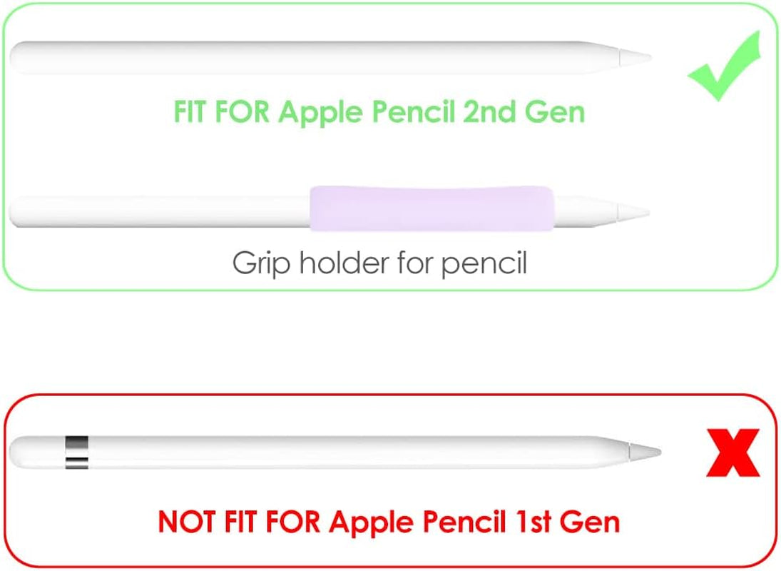 Proelife 2-Pack Ergonomics Grip Holder for Apple Pencil 2Nd Gen Stylus Accessory Slim Silicone Protective Sleeve Cover Holder without Interference for Apple Pencil 2 Magnetic Charging (Pink/Purple)  ProElife   