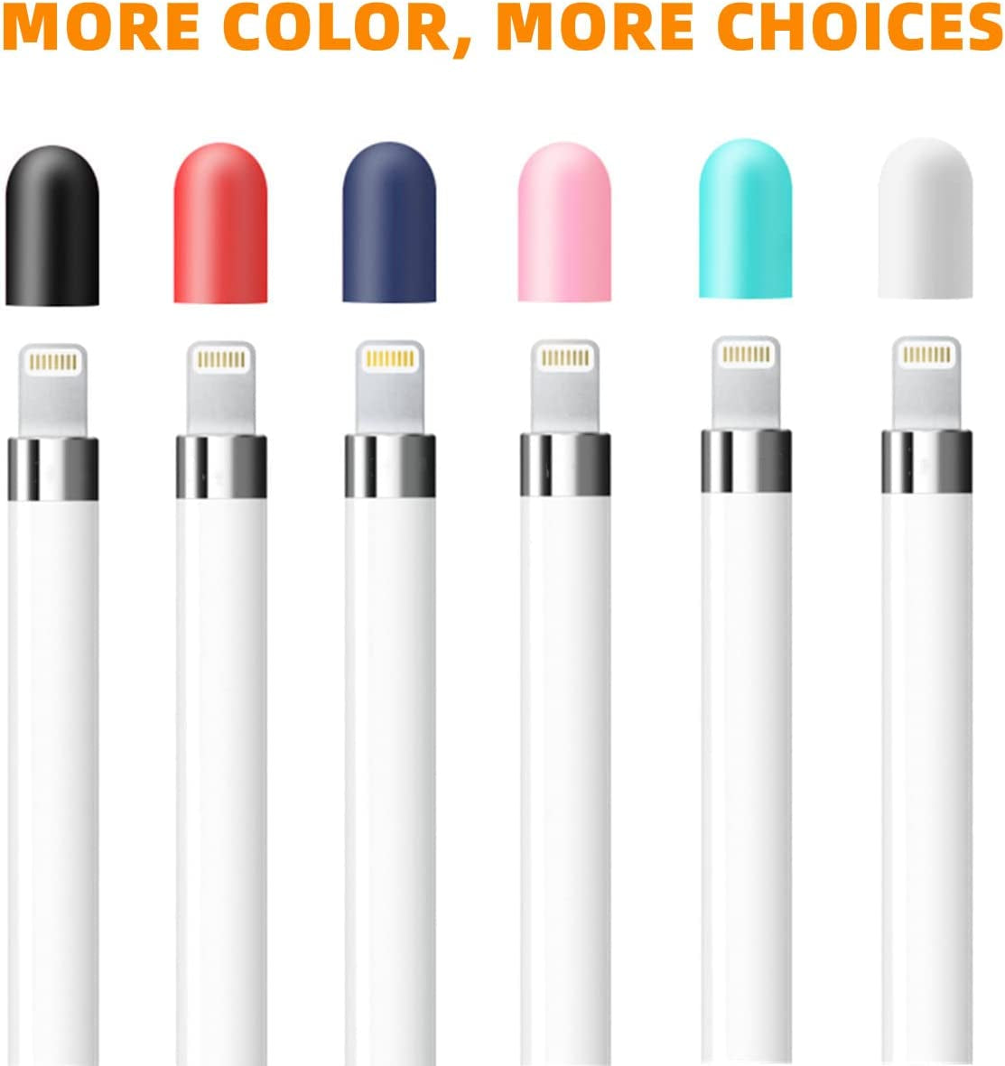 [6 Pack] Fudda Replacement Cap for Apple Pencil 1St Generation - Silicone Protective Cap Cover Compatible with Ipad Pro 9.7/10.5/12.9 Pen (Black, Navy, Red, White, Mint, Pink)  Fudda   