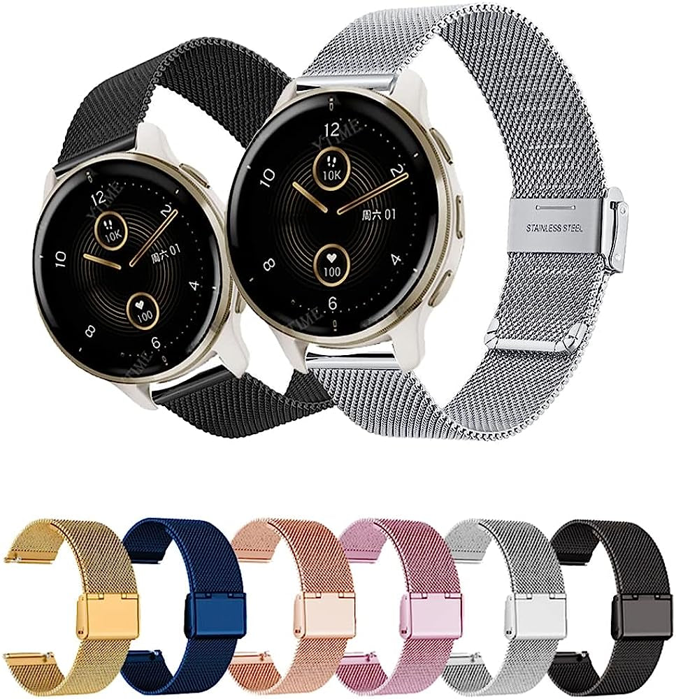 Wscebck for Garmin Vivoactive 3 4 4S Strap Milanese Metal Watch Band for Garmin Accessoires Forerunner 245/645 Venu 2 2S plus Bracelet  Wscebck   