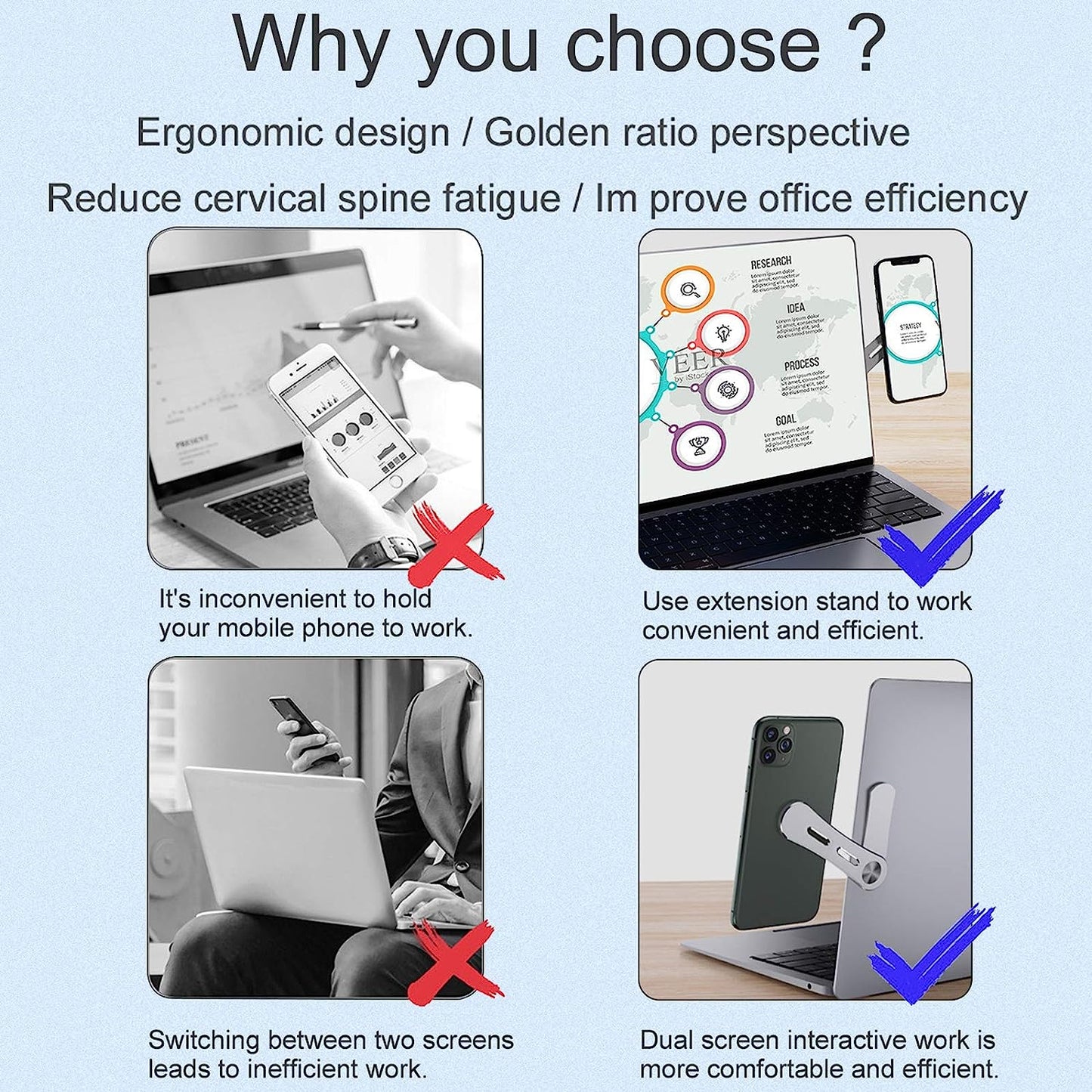 DK177 Monitor Side Cell Phone Holder, Laptop Phone Holder, Adjustable Laptop Side Mount Clip, Laptop Stand Computer Monitor Expansion Bracket, Slim Portable Foldable Smartphone Stand.  DK177   