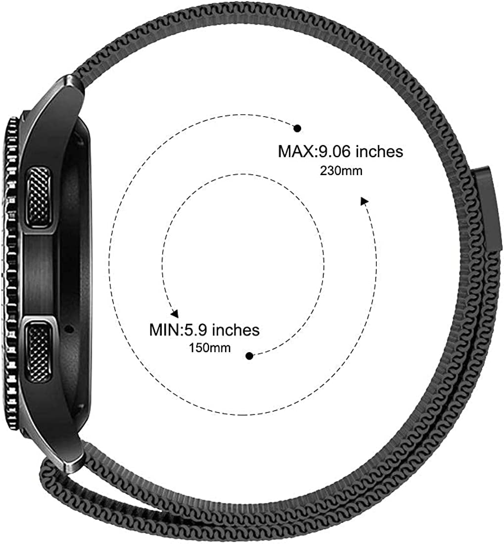22Mm Stainless Steel Mesh Loop Bracelet Strap Compatible with Samsung Galaxy Watch 3 45Mm/Gear S3 Frontier/Classic Band, Replacement for Ticwatch Pro/Samsung Galaxy Watch 46Mm  YZWDTGS   