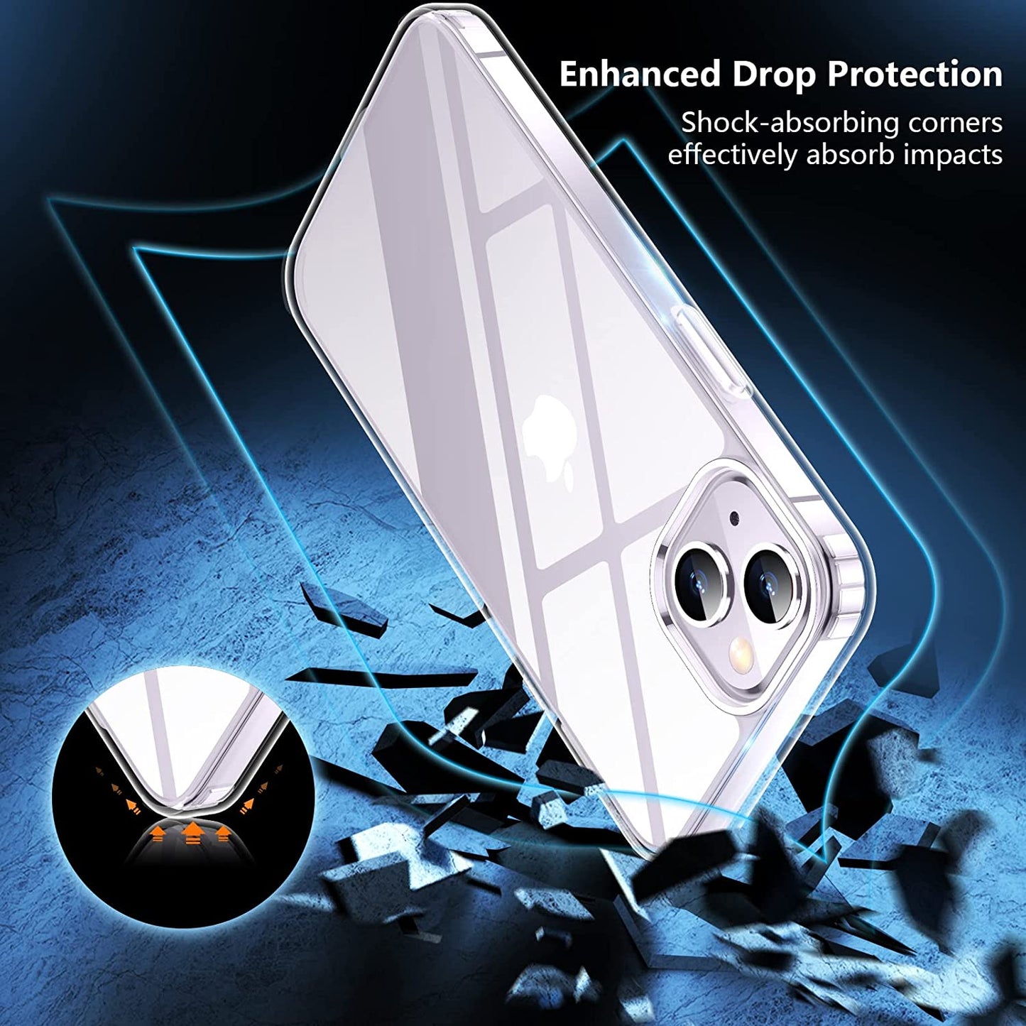 SPIDERCASE for Iphone 14 Case, [10 FT Military Grade Drop Protection] [Crystal Clear] [2+Tempered Glass Screen Protector] [2+Tempered Camera Lens Protector] [Not Yellowing] Slim Case, Crystal Clear  SPIDERCASE   