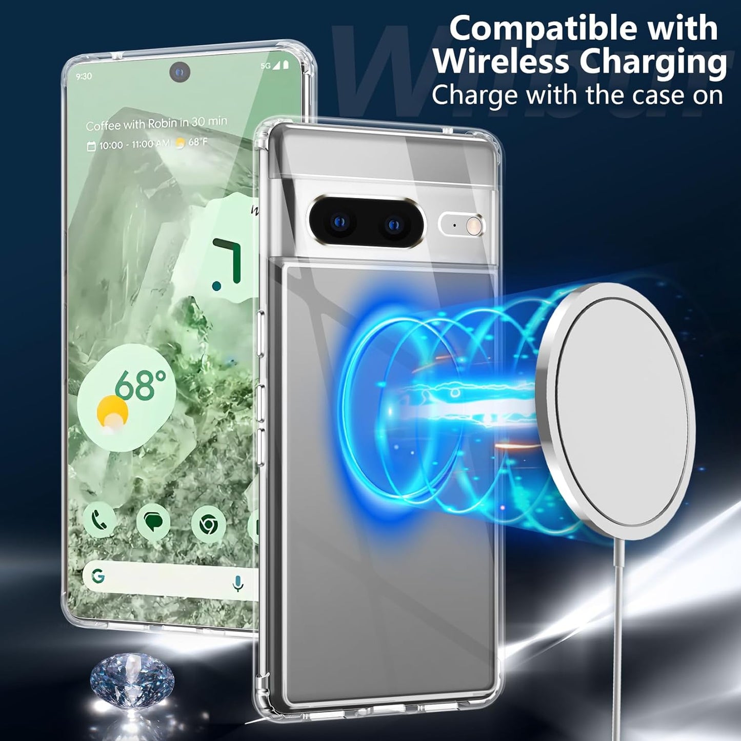 Wilbur Designed for Google Pixel 8 Case Clear,[Anti-Yellowing & Non-Slip] Transparent Shockproof Protective Phone Cases Slim Cover for Google Pixel 8 Released 2023-6.2"  Wilbur   