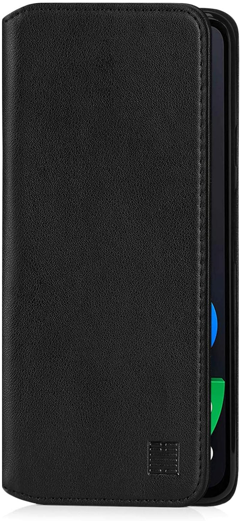 32Nd Classic Series 2.0 - Real Leather Book Wallet Case Cover for Google Pixel 4A 5G, Real Leather Design with Card Slot, Magnetic Closure and Built in Stand - Black  32nd   