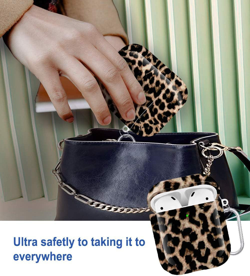 Maxjoy Compatible Airpods Case Cover, Leopard Print Case for Women Men Cute Air Pod 2 Hard Shell Protective Cover with Keychain Compatible with Apple Airpods Charging Case 2&1  Maxjoy   